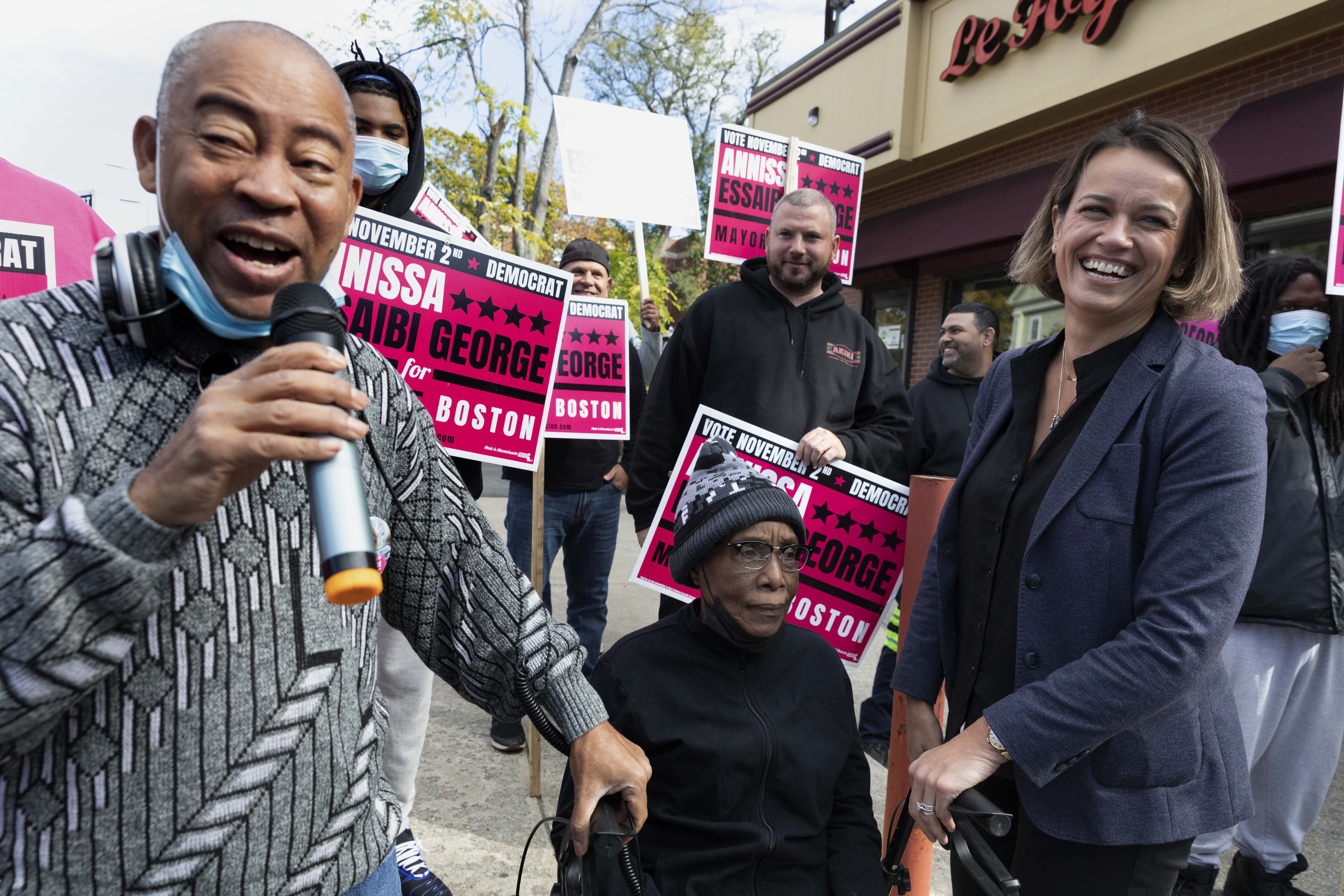Boston mayoral candidate Annissa Essaibi George campaigned in Mattapan.