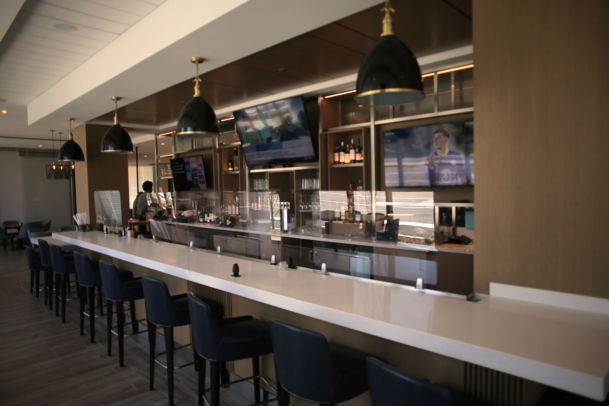 The bar area at the Punch Bowl restaurant in the new Hilton Garden Inn in Brookline Village.