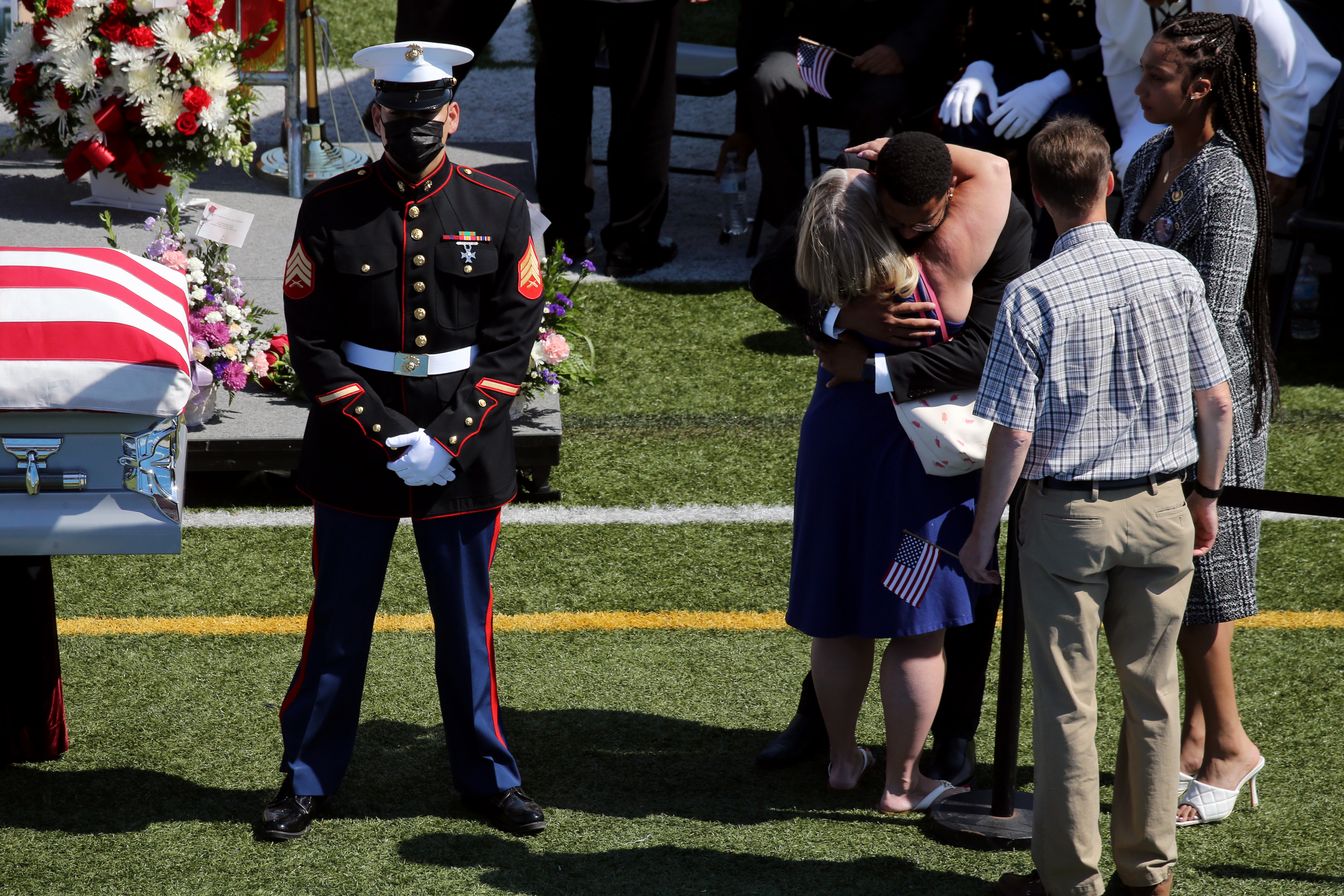 Family members greeted mourners during the wake for Sgt. Johanny Rosario Pichardo.