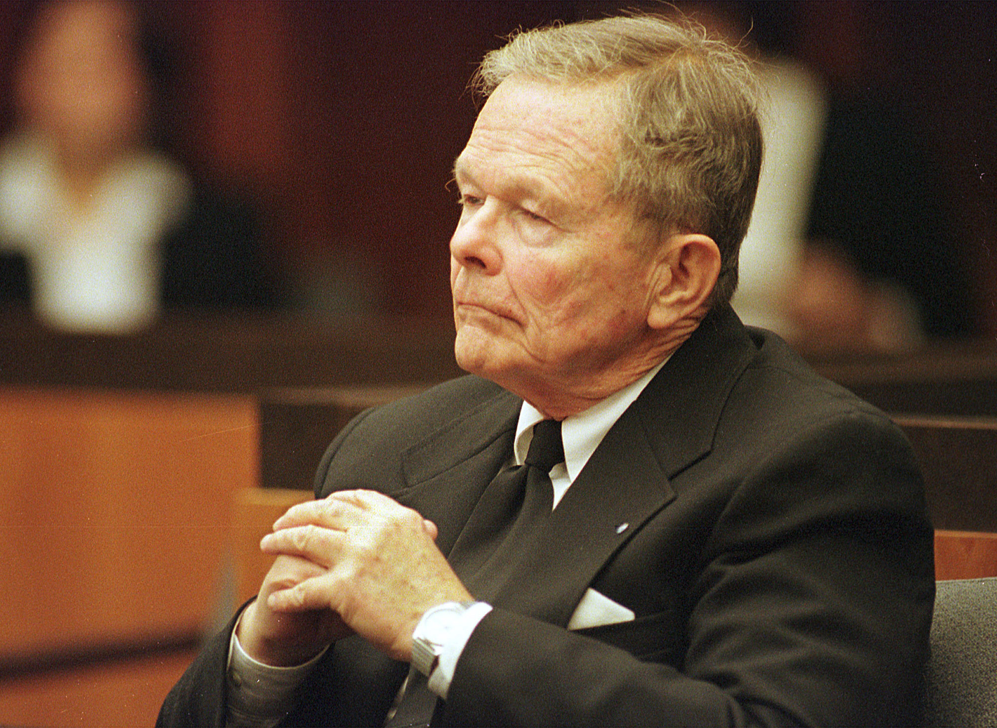 Former priest and convicted child molester John Geoghan in court in 2001. He was killed in prison in 2003.
