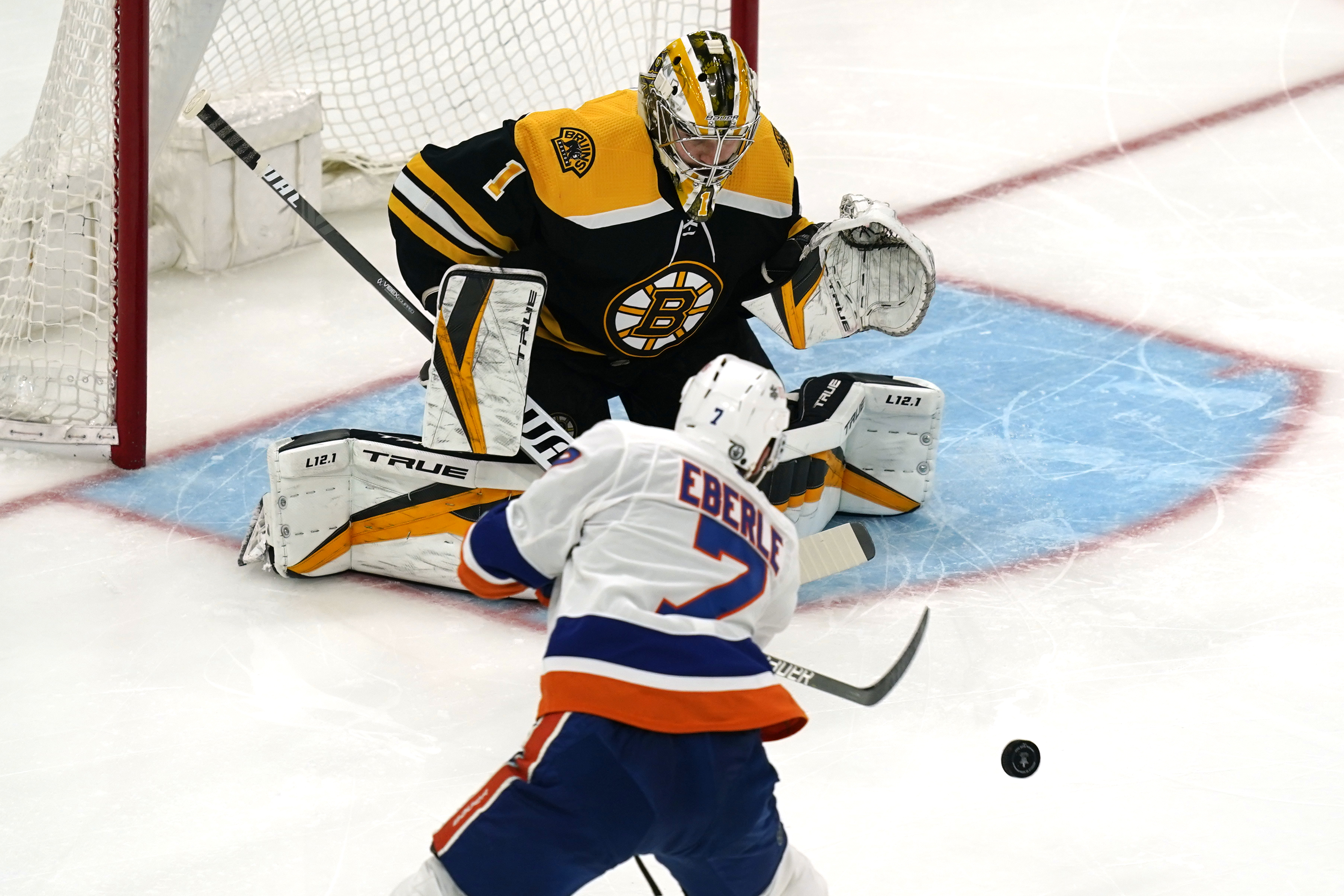 Jeremy Swayman, seen here in the third period of Game 5, could get the start Wednesday.