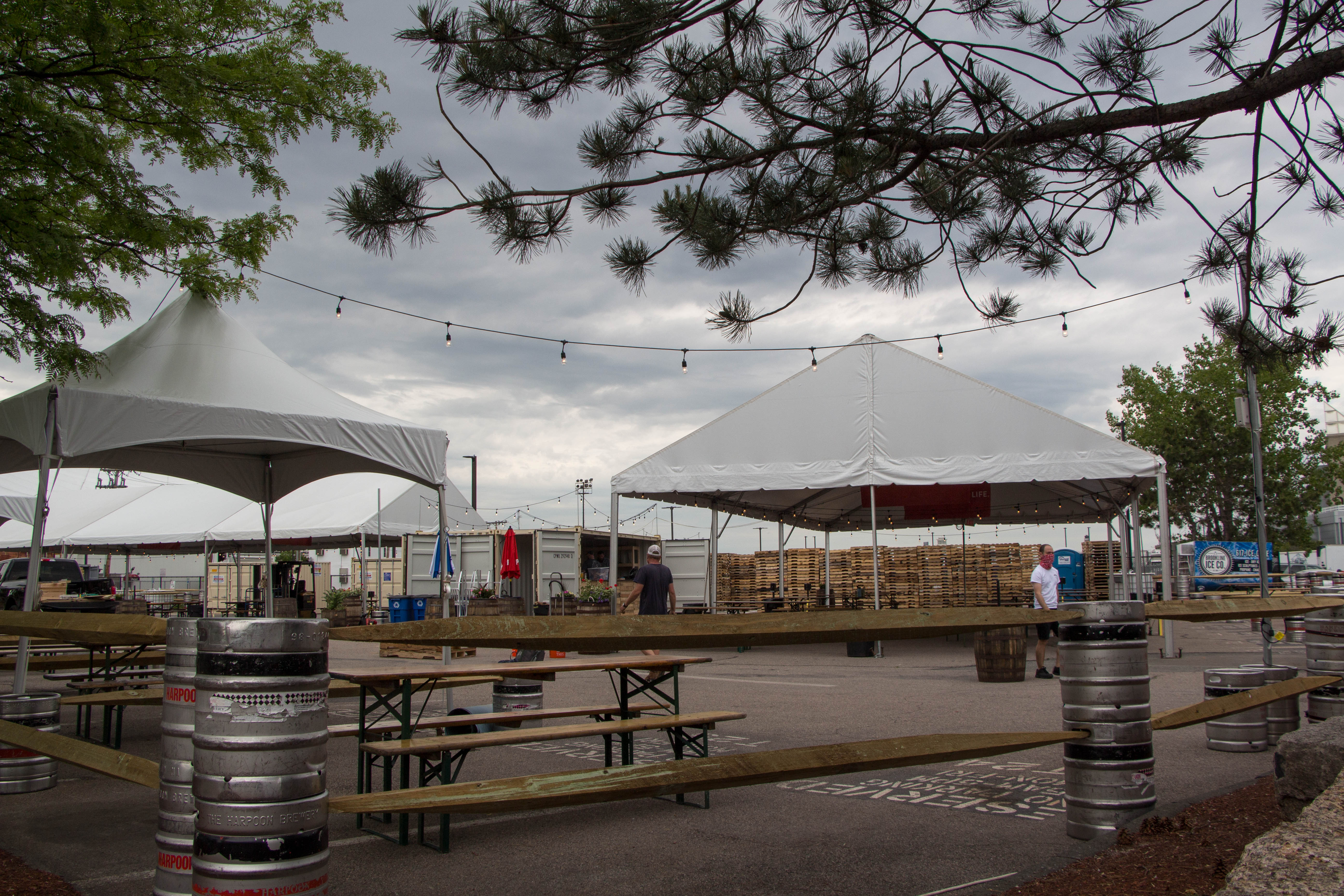 Harpoon transformed a triangle-shaped parking lot adjacent to the Seaport brewery into an outdoor beer garden that can seat 300 people.