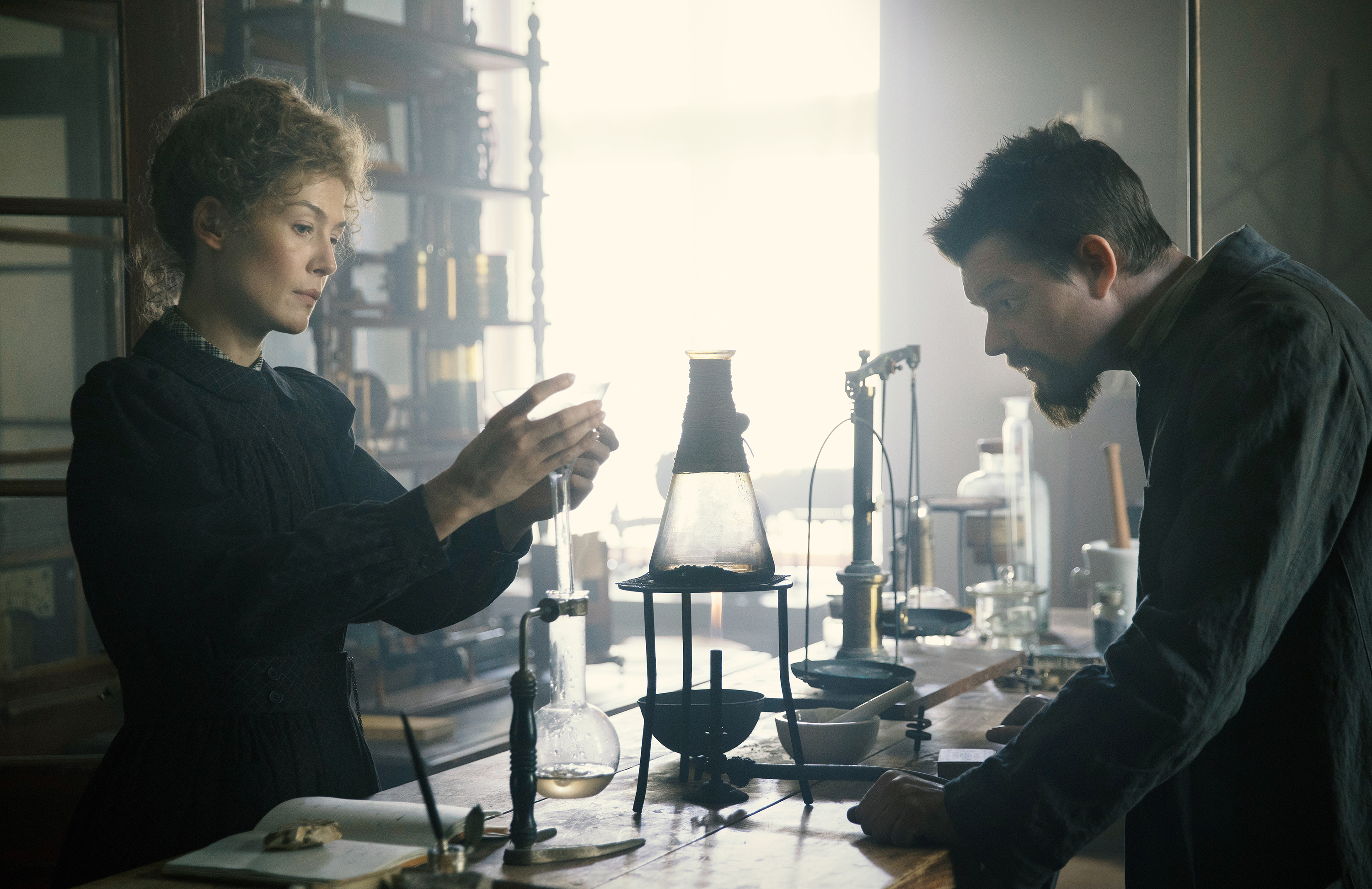 Rosamund Pike and Sam Riley in "Radioactive."