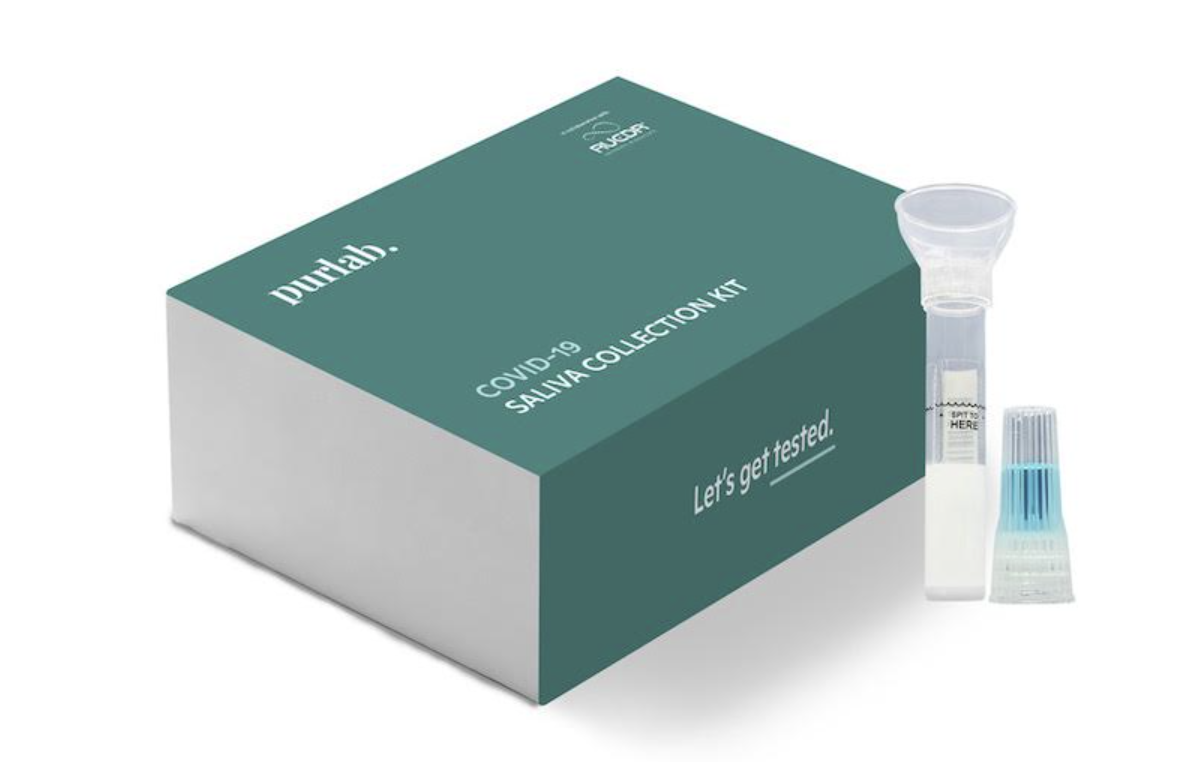 A Purlab COVID-19 saliva-based test kit.