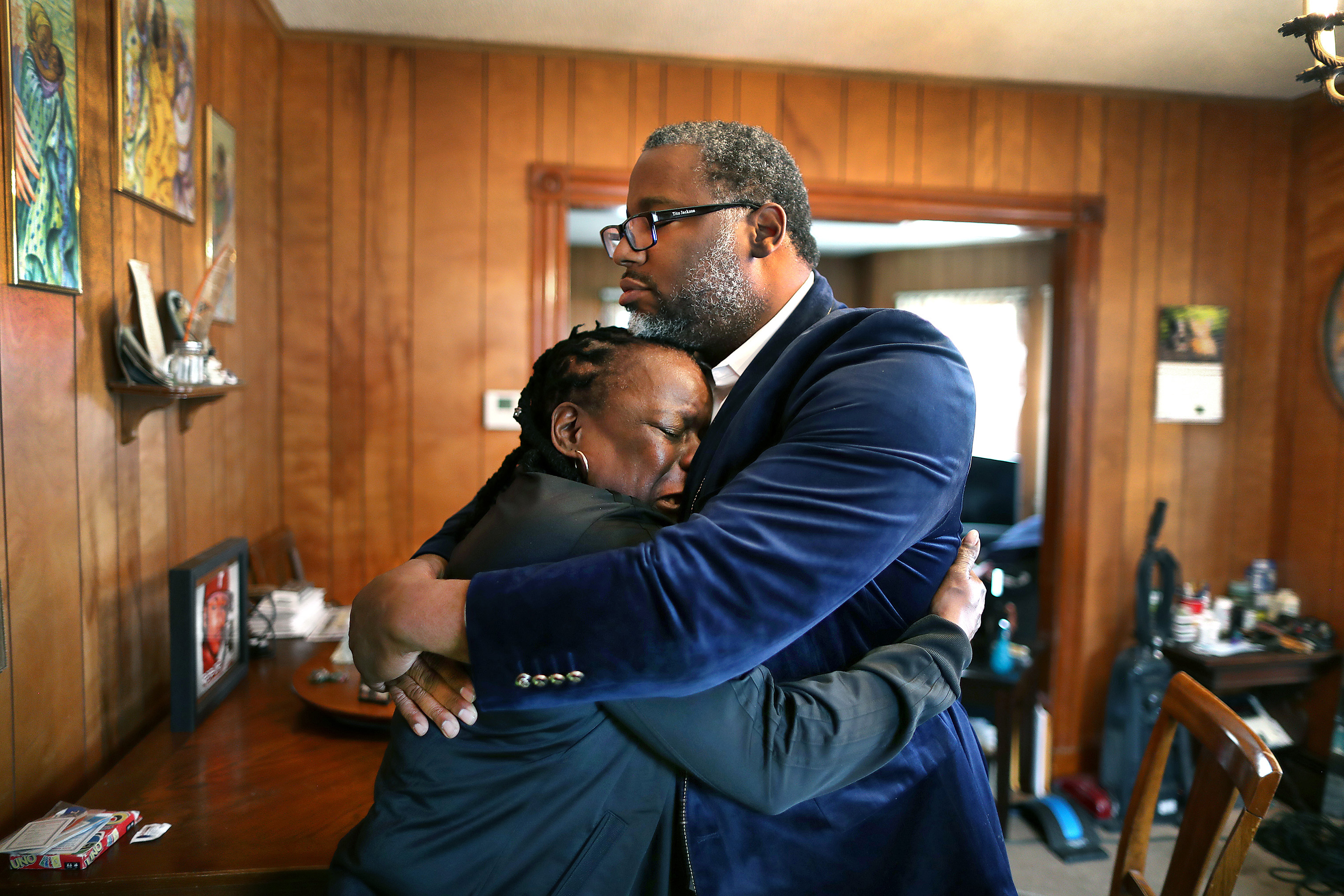Tito Jackson and his biological mother Rachel Twymon embraced after Rachel broke down into tears in her kitchen reliving the struggle they had to find each other.