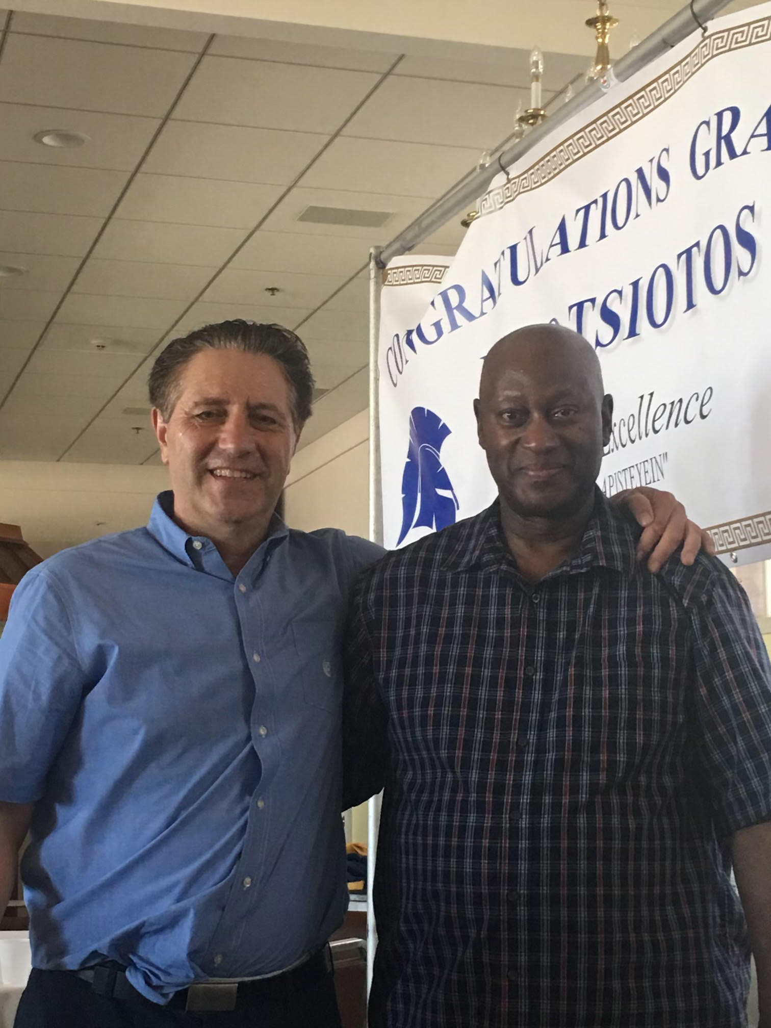Nick Tsiotos (left) with David L. Green, of Winthrop.