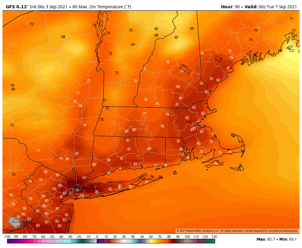 Monday afternoon turns warm with highs near 80 degrees.