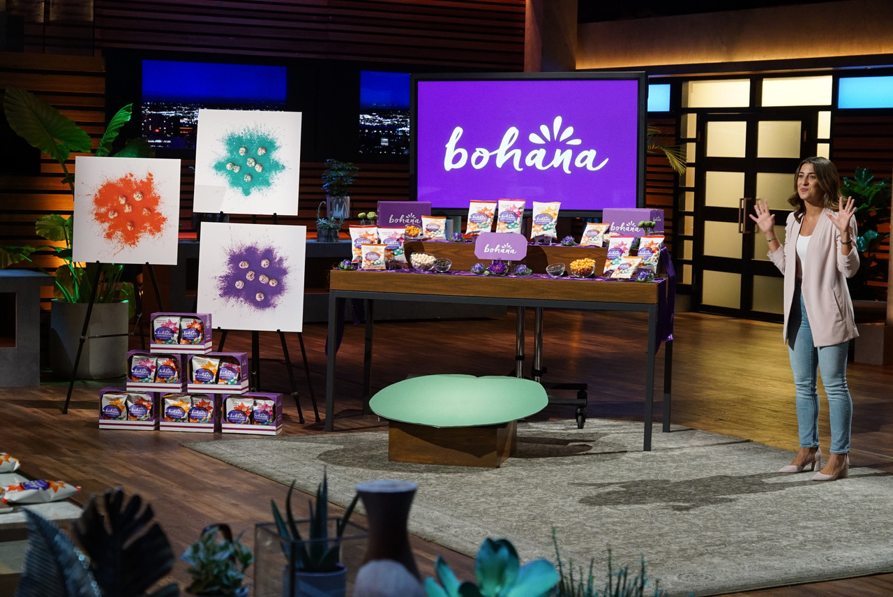 Nadine C. Habayeb, co-founder of Bohana, pitching on ABC’s reality show "Shark Tank” in March 2020.