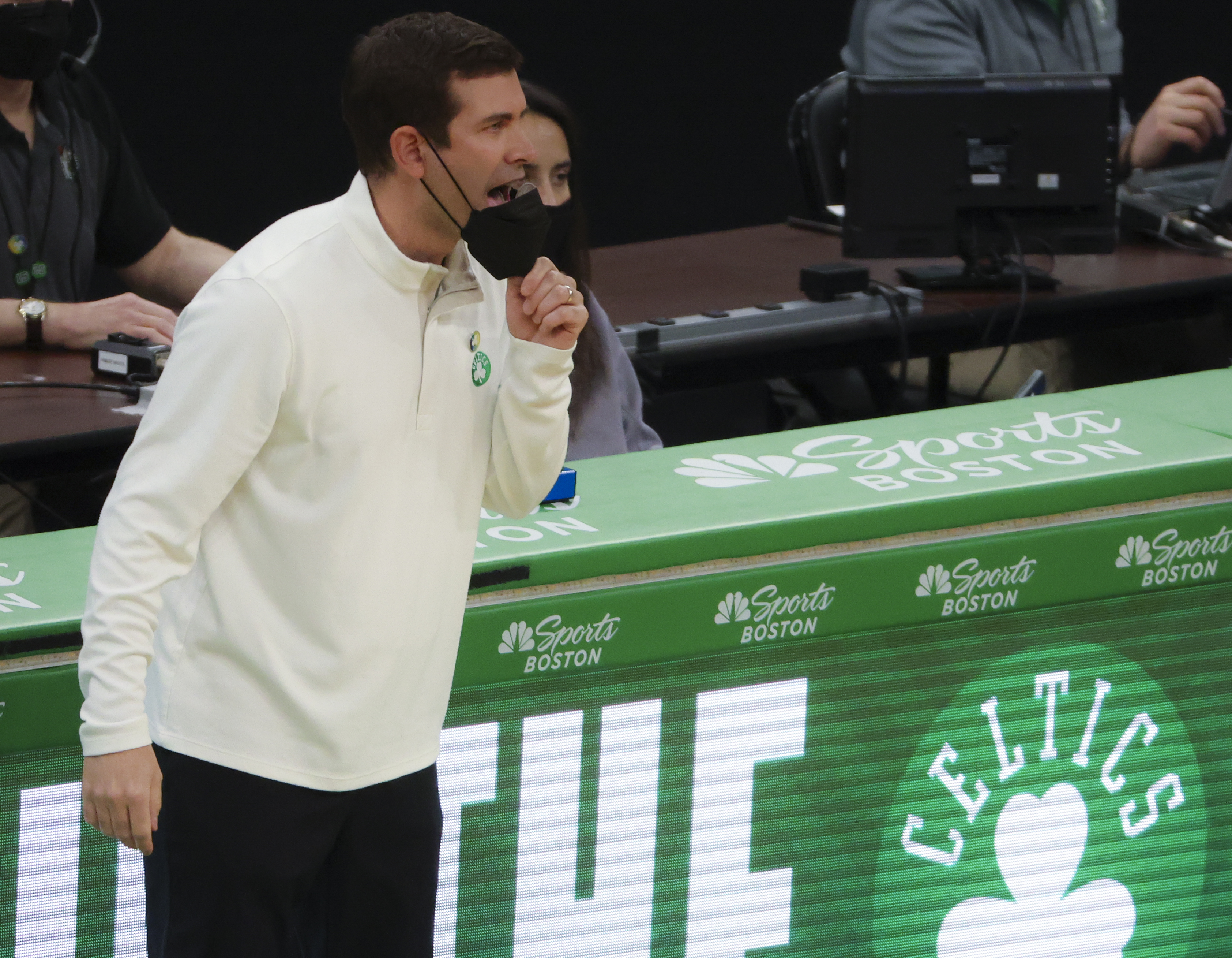 Brad Stevens shouts instructions during Thursday's win.