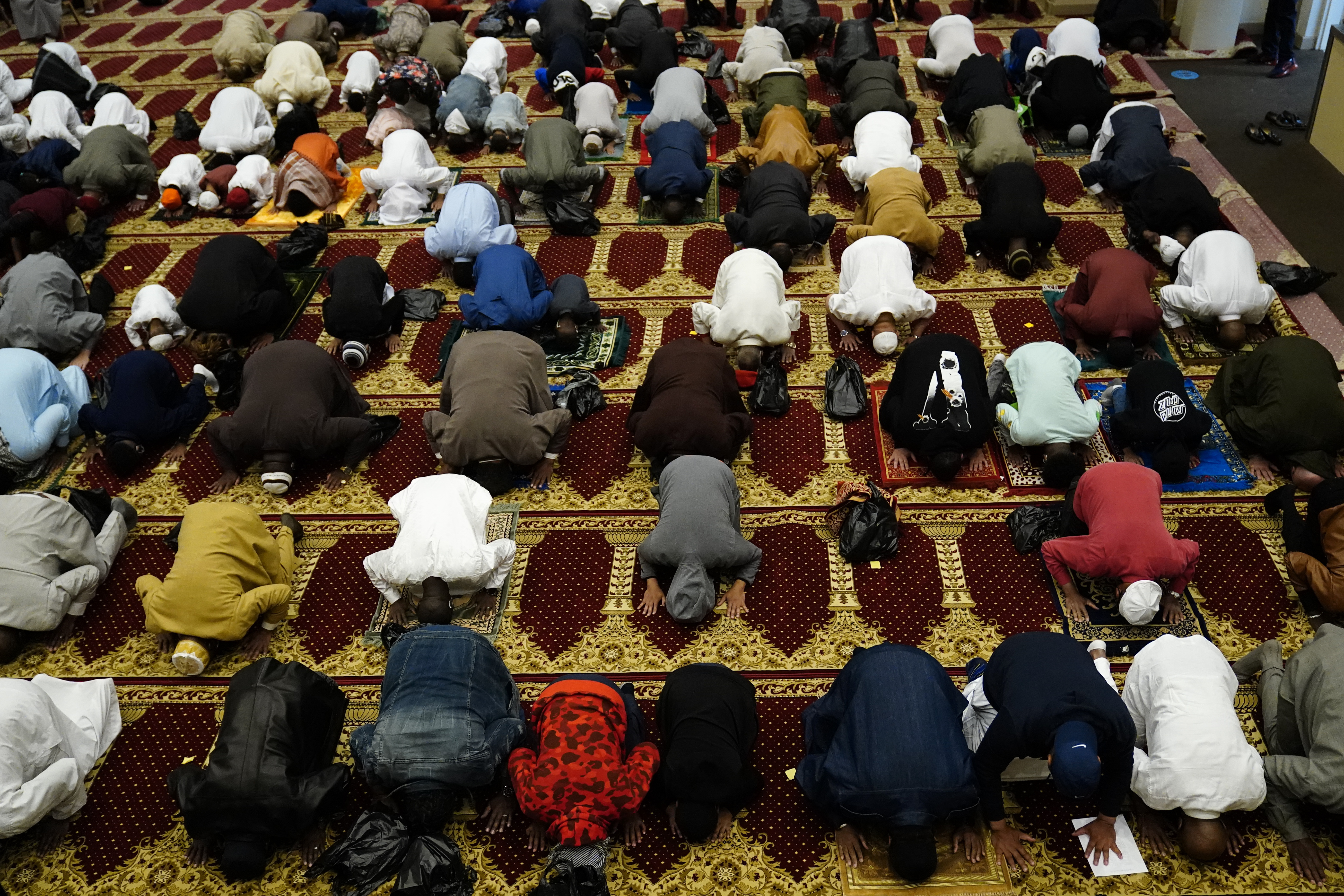 Worshippers pray on Eid al-Fitr at the Masjidullah Mosque in Philadelphia in May.