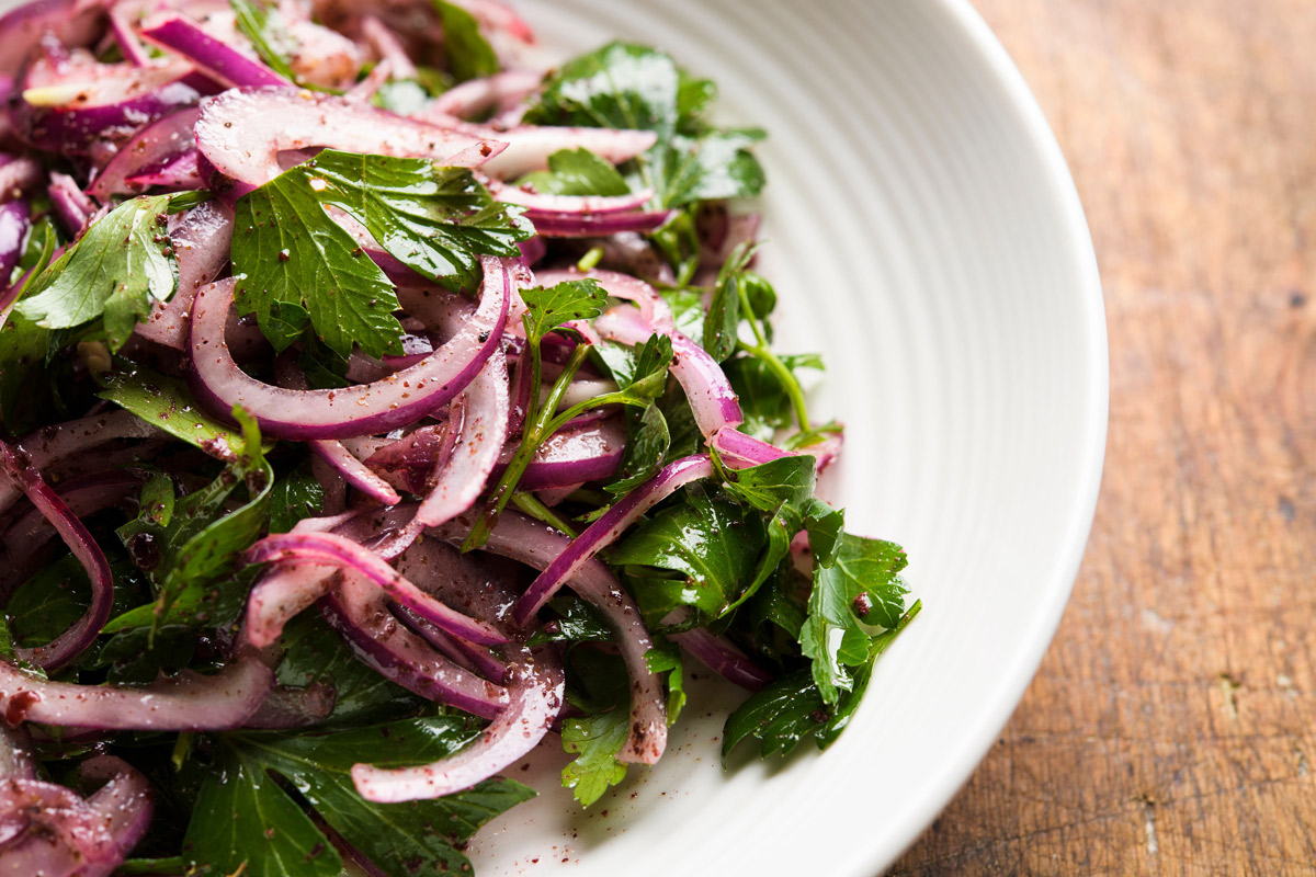 Turkish Red Onion and Parsley Salad With
Sumac (Sogan Piyazi).