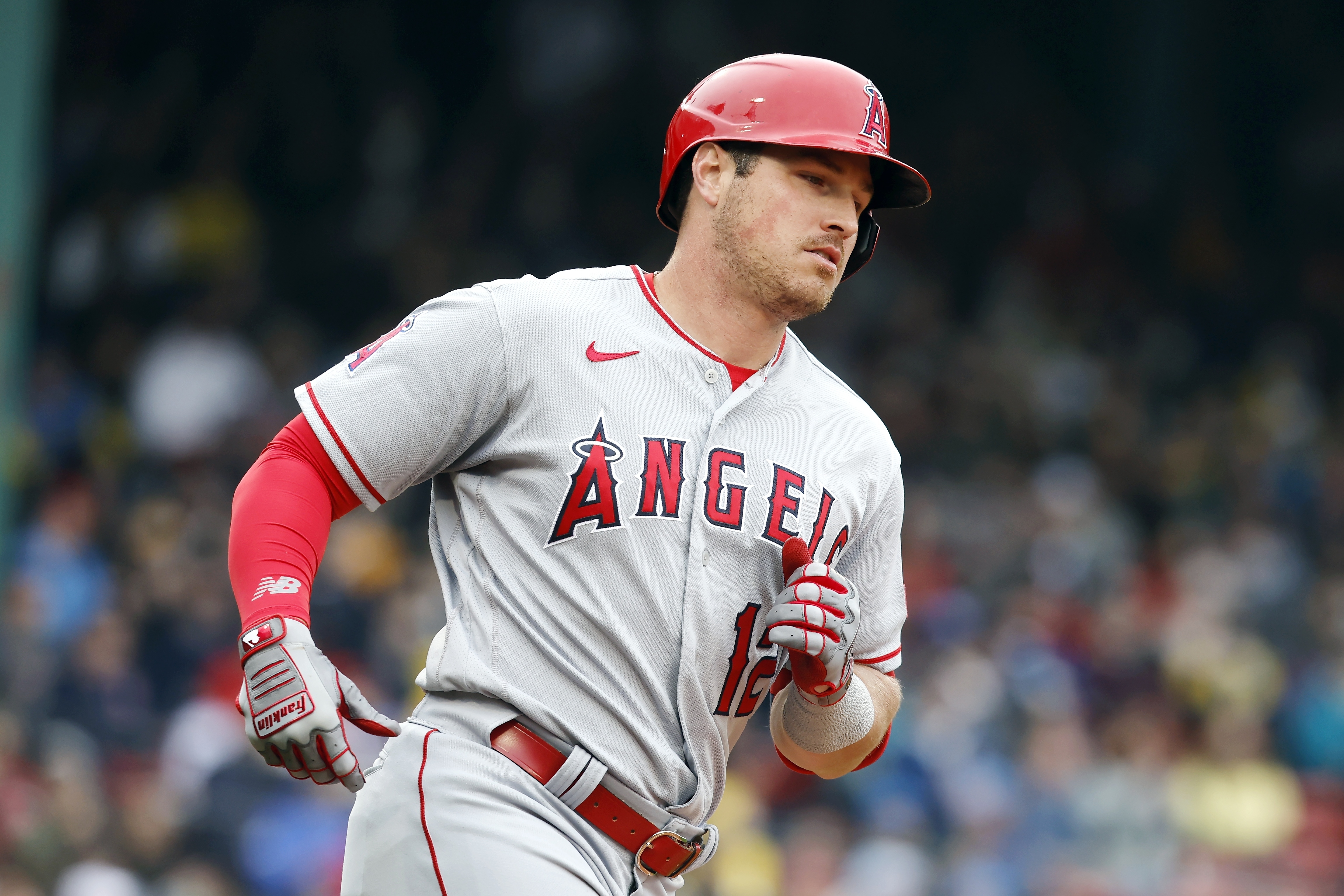 On sloppy day at Fenway, Angels hammer Brayan Bello, salvage one win from  Red Sox - The Boston Globe