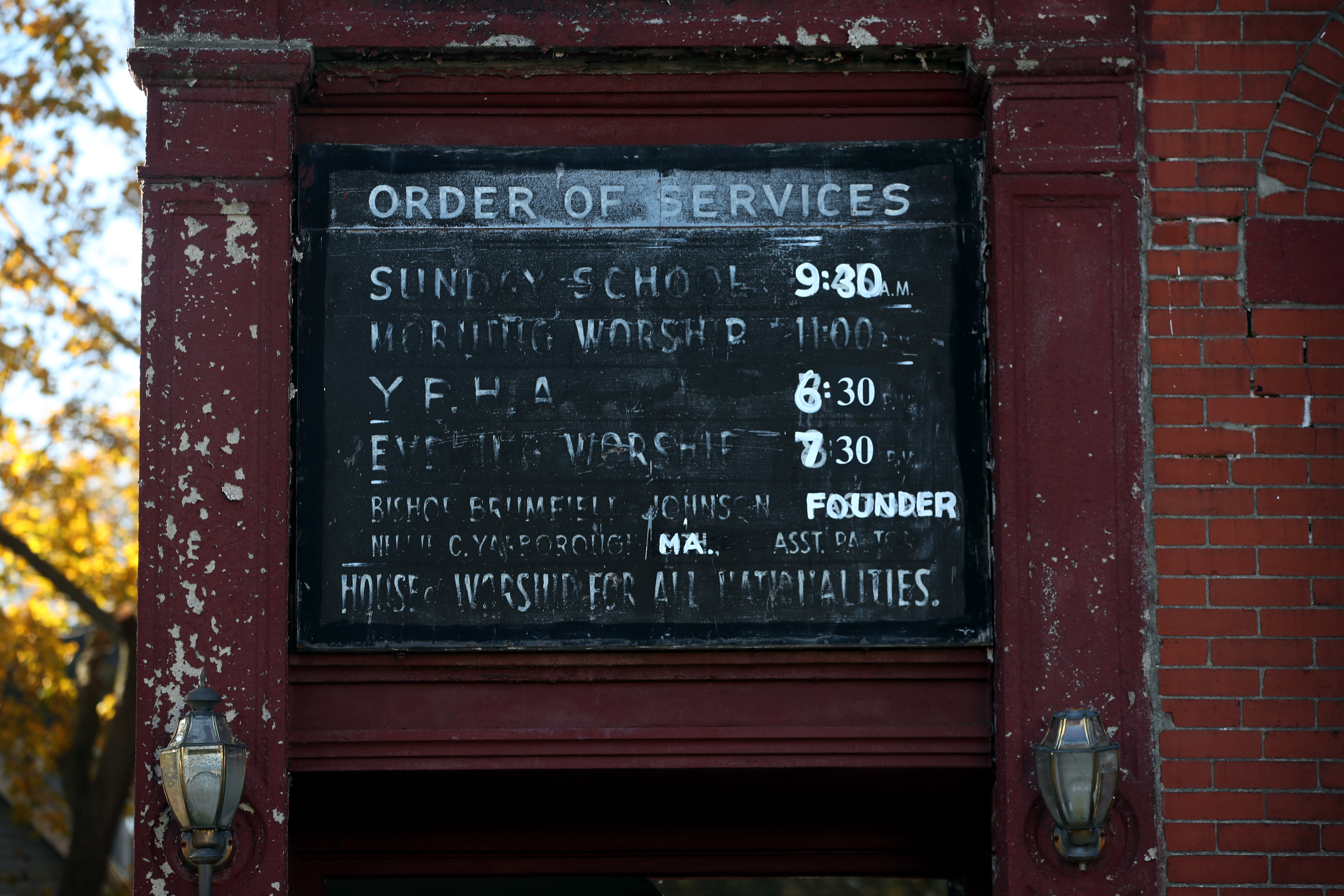 Despite the sign, it's been years since the church held services. Its future is being fought on several legal fronts.