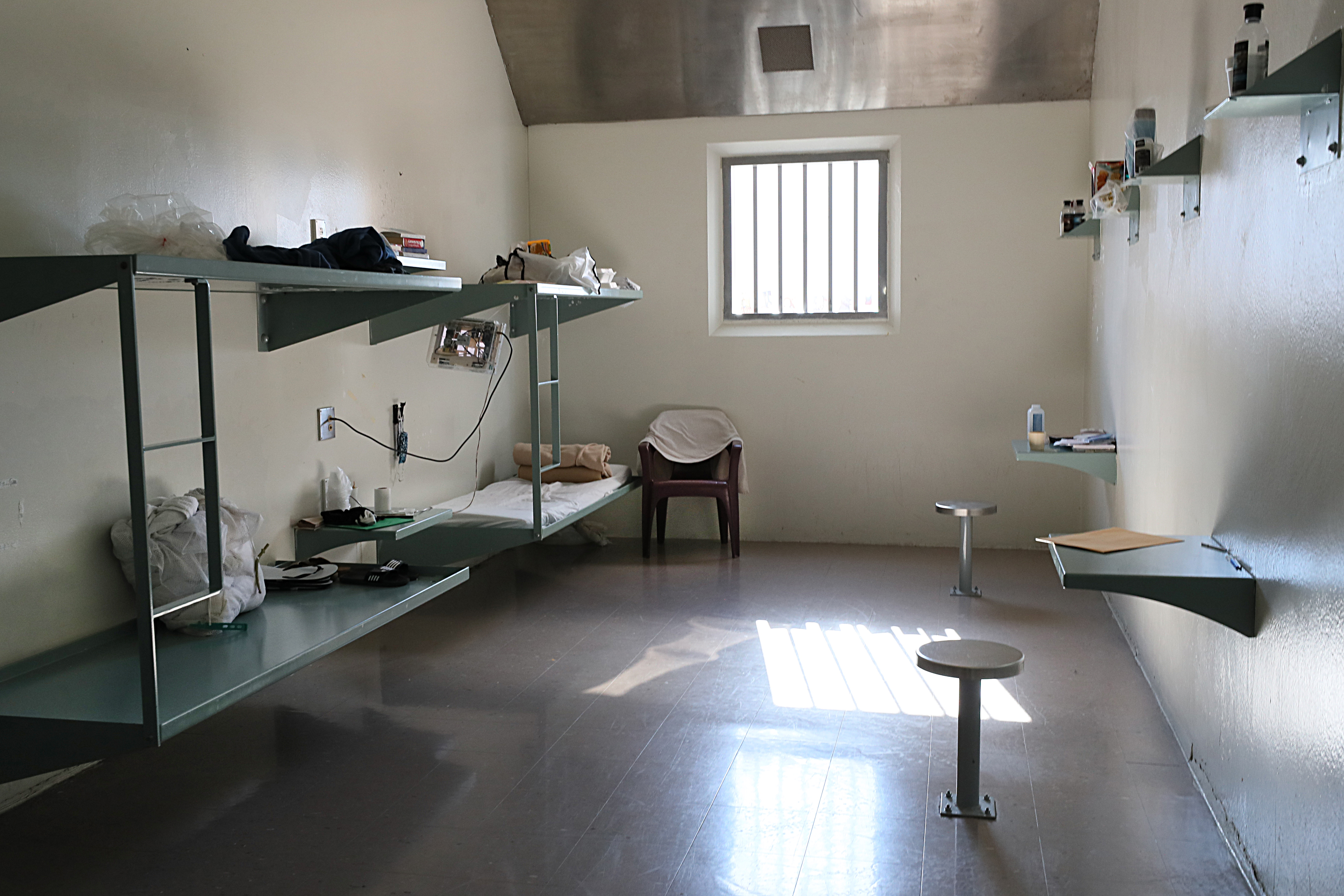 A dormitory style cell in Building 8 at the Suffolk County House of Correction.