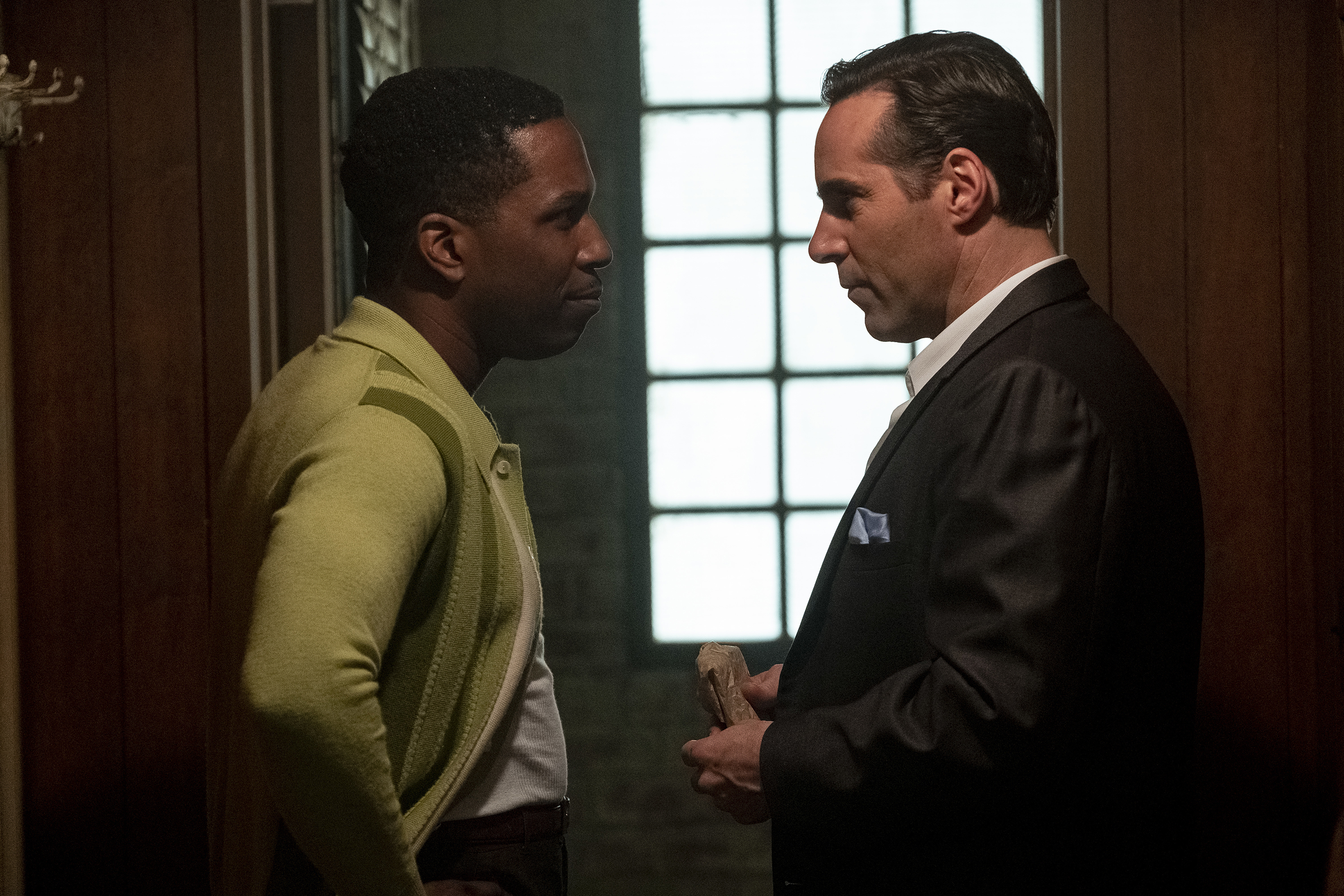 Leslie Odom Jr., left, and Alessandro Nivola in "The Many Saints of Newark."