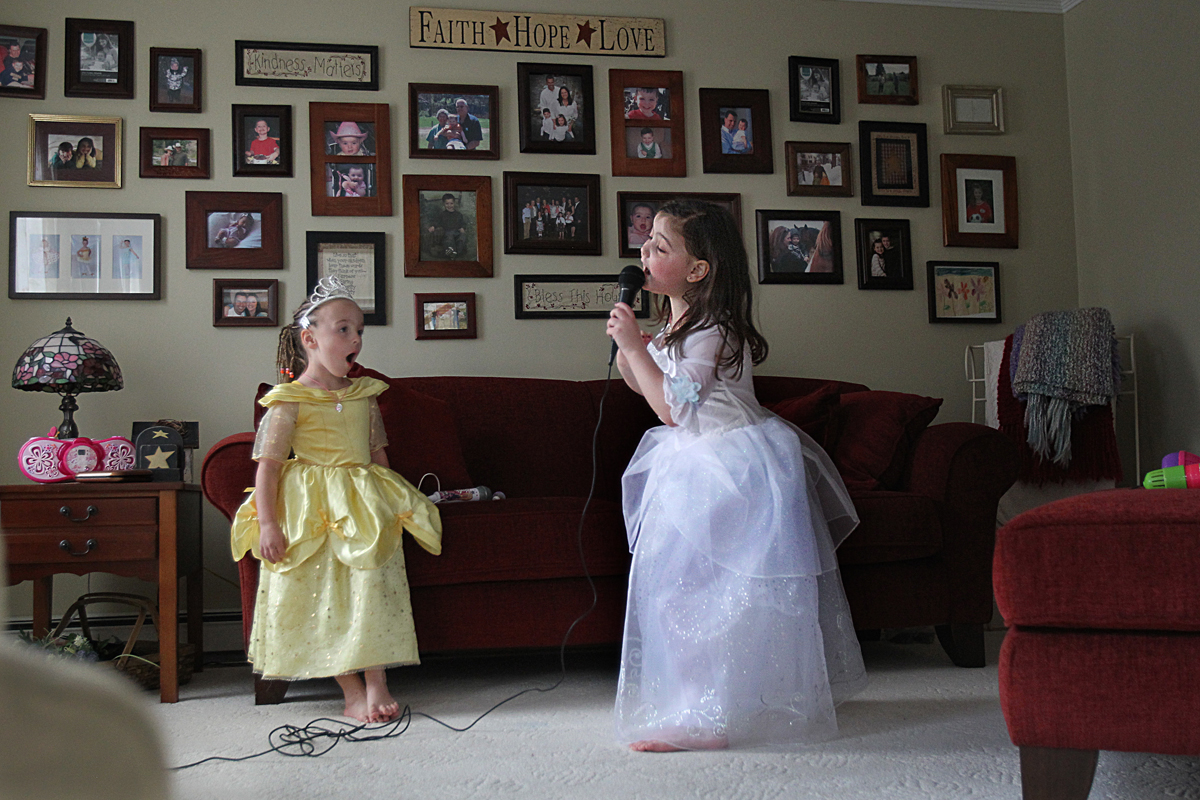 As she rallied after radiation therapy ended, Caroline returned to a level of normalcy, like singing, dancing, and dressing as a princess with one of her best friends, Lilah Magee.