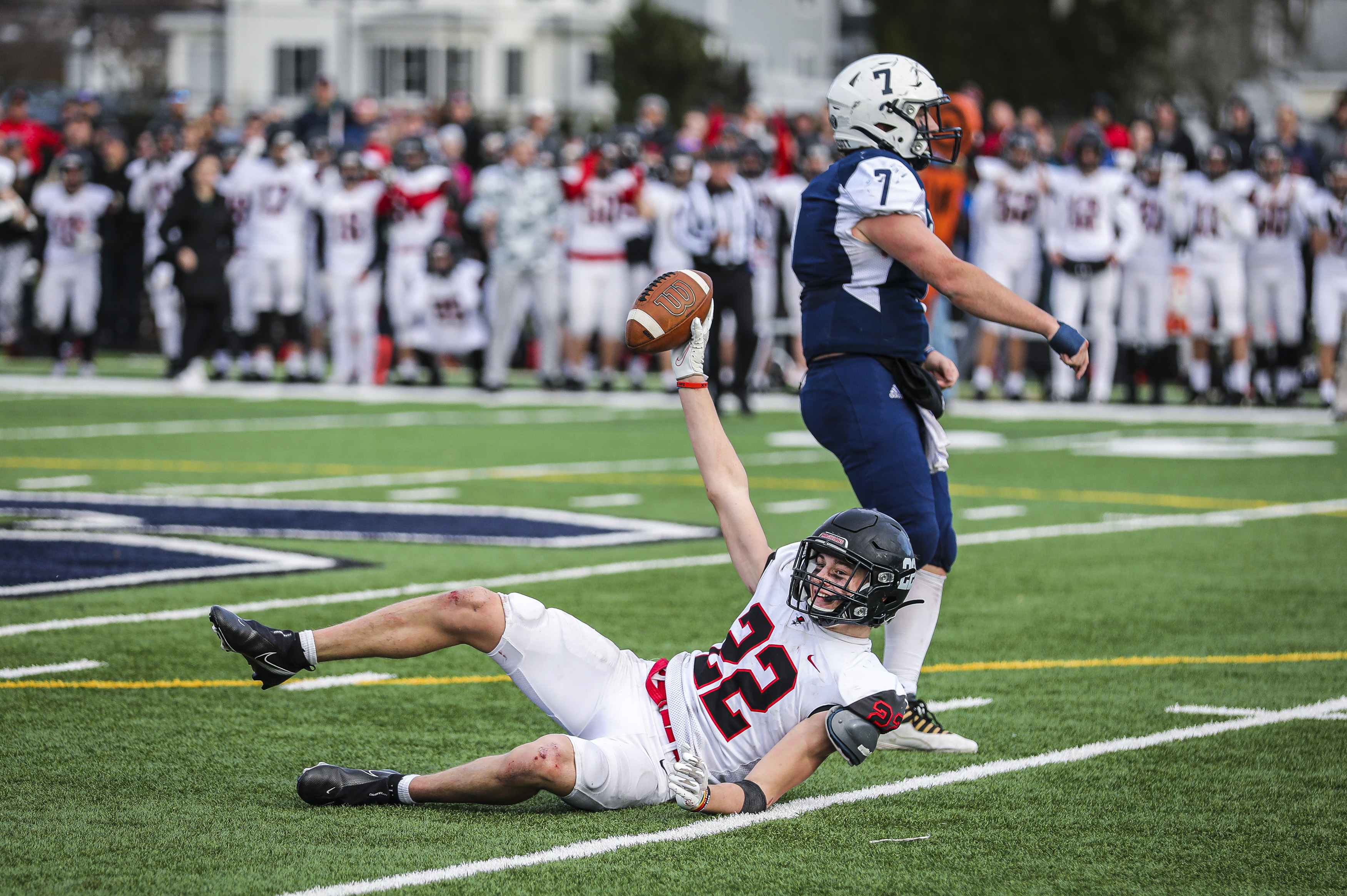 Marblehead’s Connor Cronin made sure everyone knew he had hauled in a pass.
