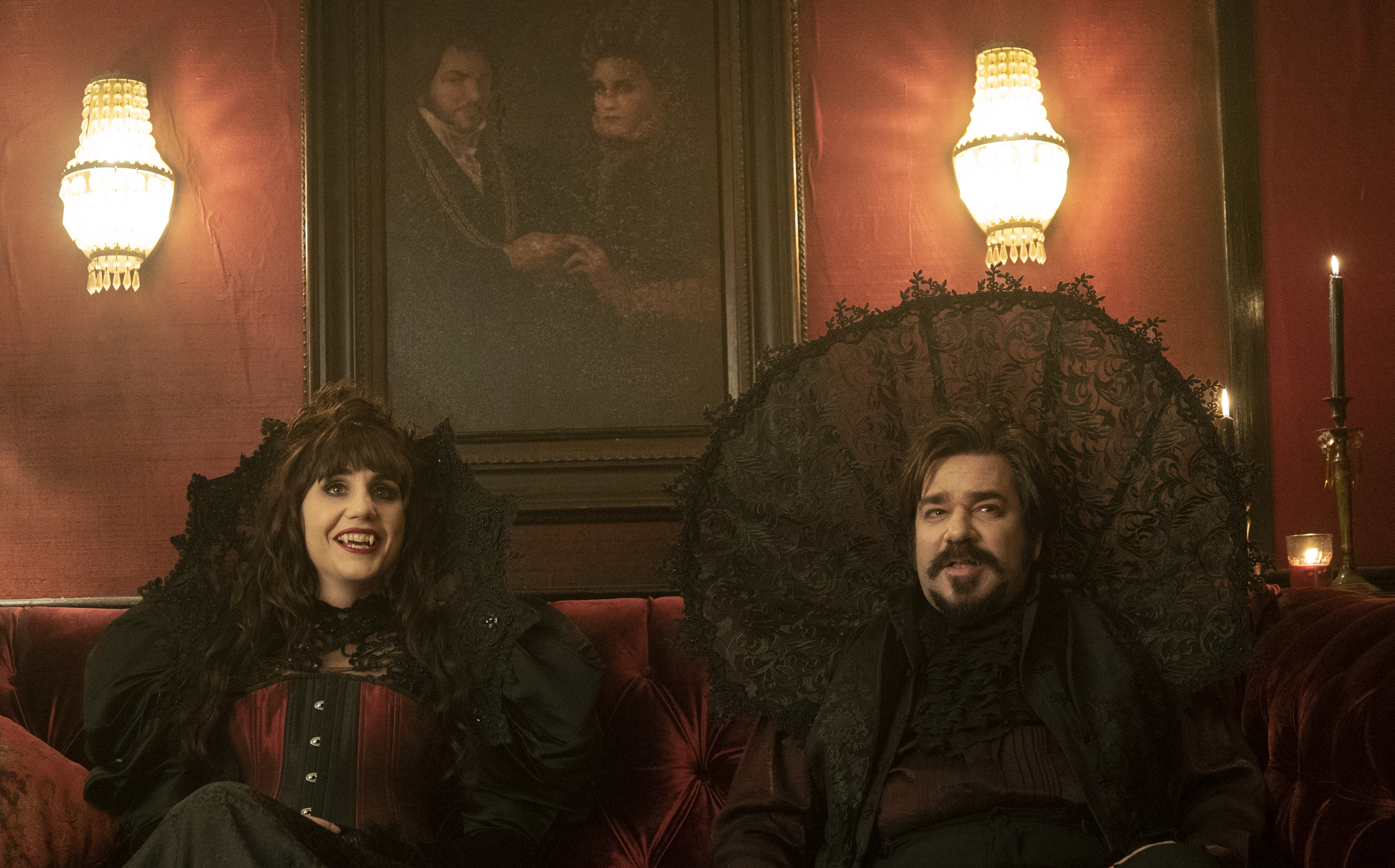 Natasia Demetriou and Matt Berry in the FX comedy series "What We Do in the Shadows."