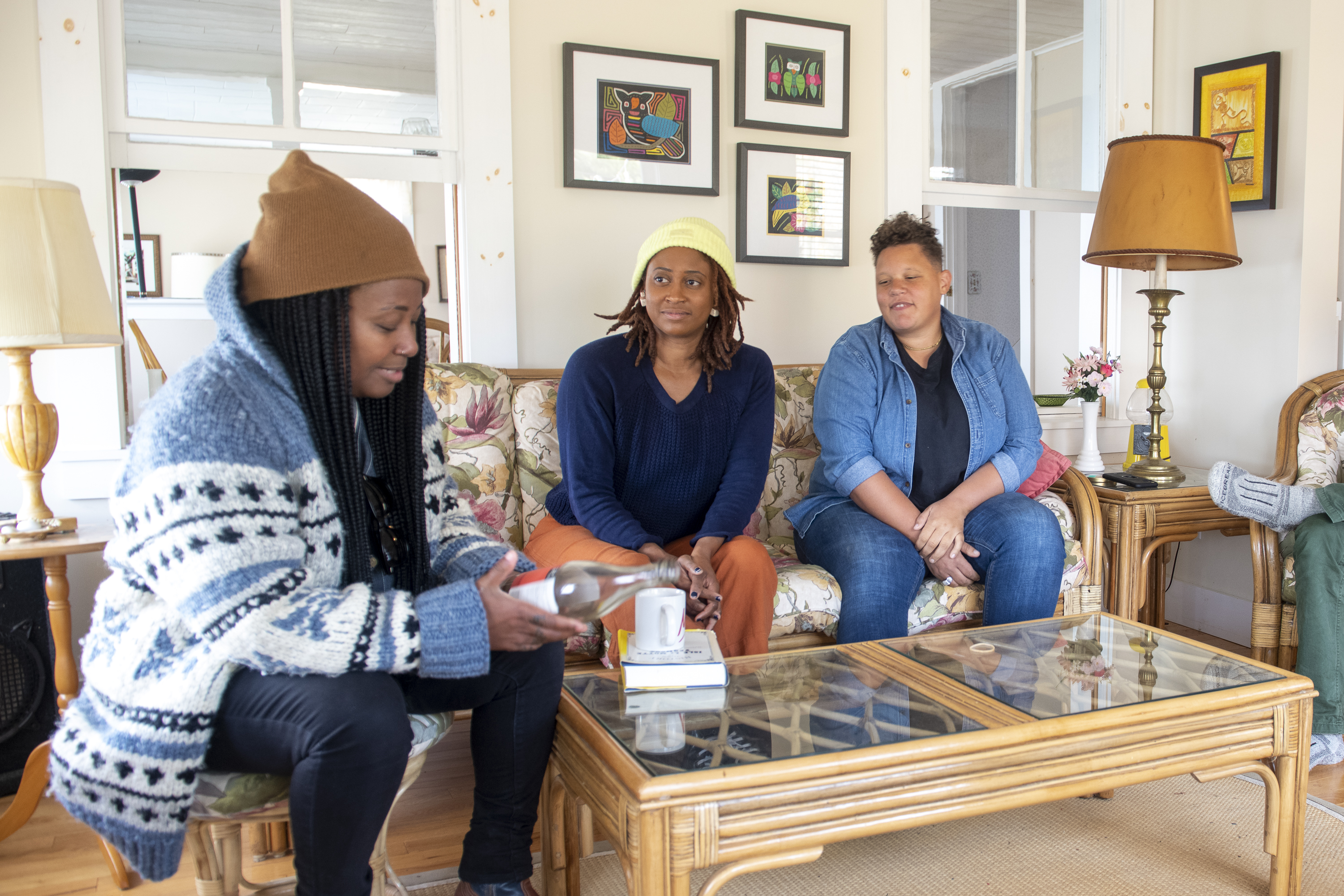 10/30/20 Isle La Motte, Vt. ZAFA Wines owner Krista Scruggs, left, with Marreya Bailey, center, and Sara Bennett in Isle La Motte, Vermont. (Caleb Kenna for the Globe)