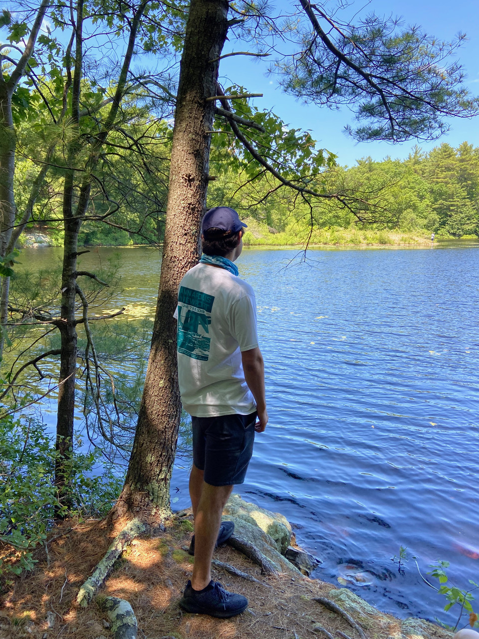 Need a break from social media and relentless Zooming? Camping is just the ticket. Connor Bair-Cucchiaro of Waltham enjoys the solitude at Wompatuck State Park in Hingham.