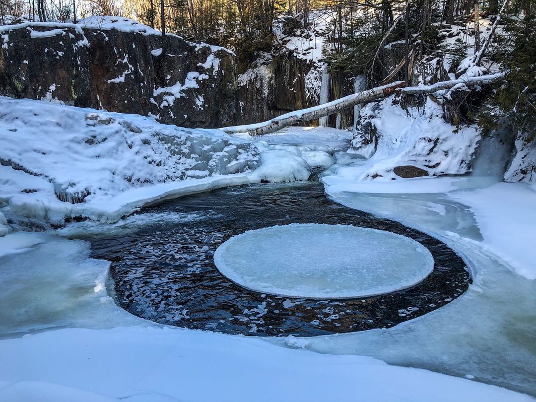 The ice disk at Smalls Falls in western Maine.