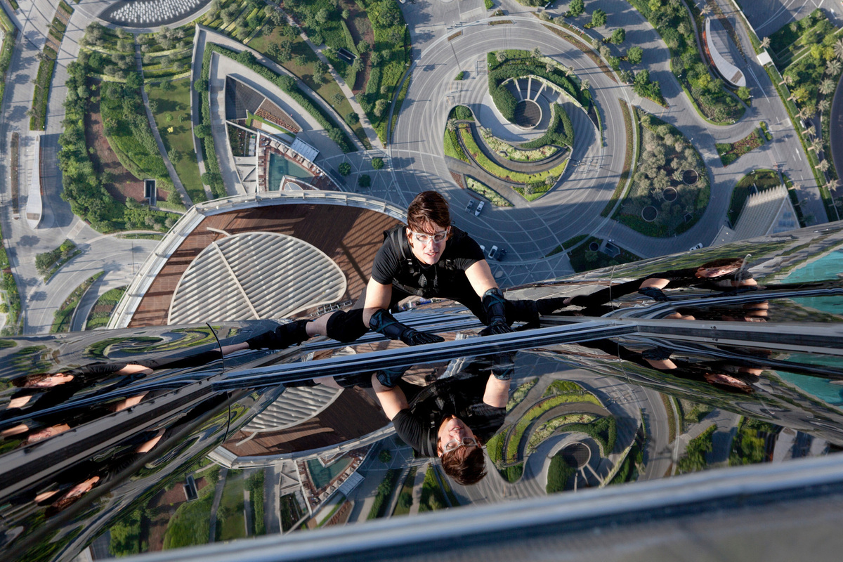 Tom Cruise climbs the Burj Khalifa, the world's tallest building, in "Mission: Impossible — Ghost Protocol."