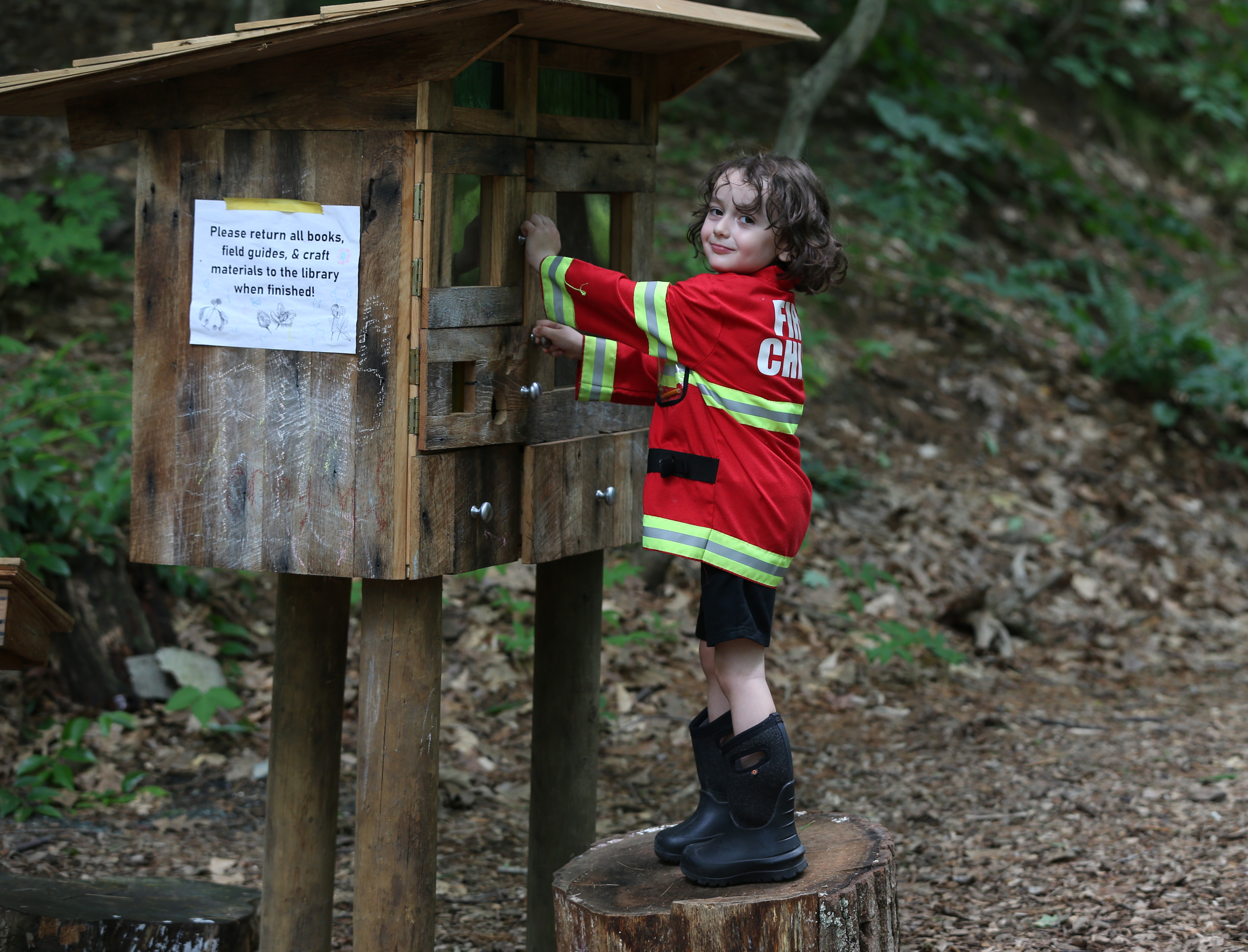 Griffin Barber, 4, during a visit to Garden in the Woods in Framingham.