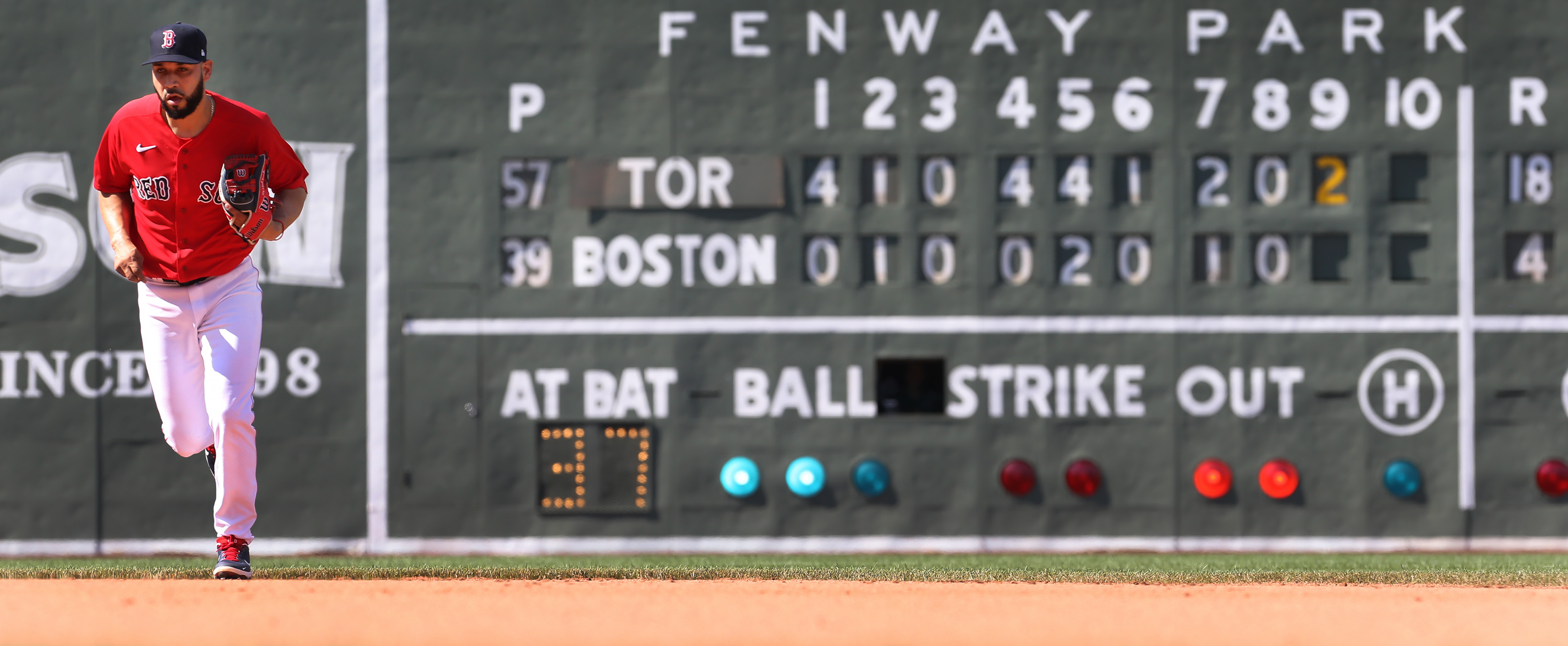 The scoreboard tells the story of a long Sunday for Marwin Gonzalez and the Red Sox.