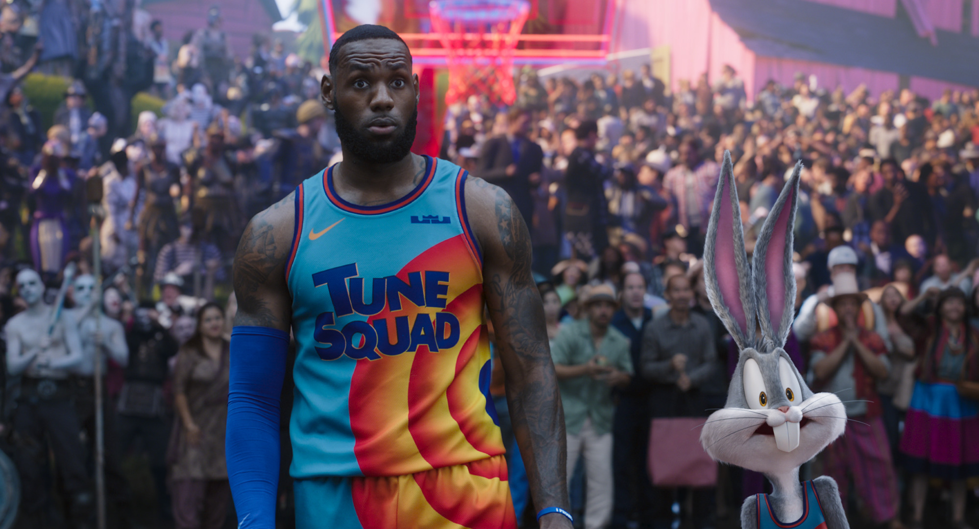 LeBron James and friend in "Space Jam: A New Legacy."