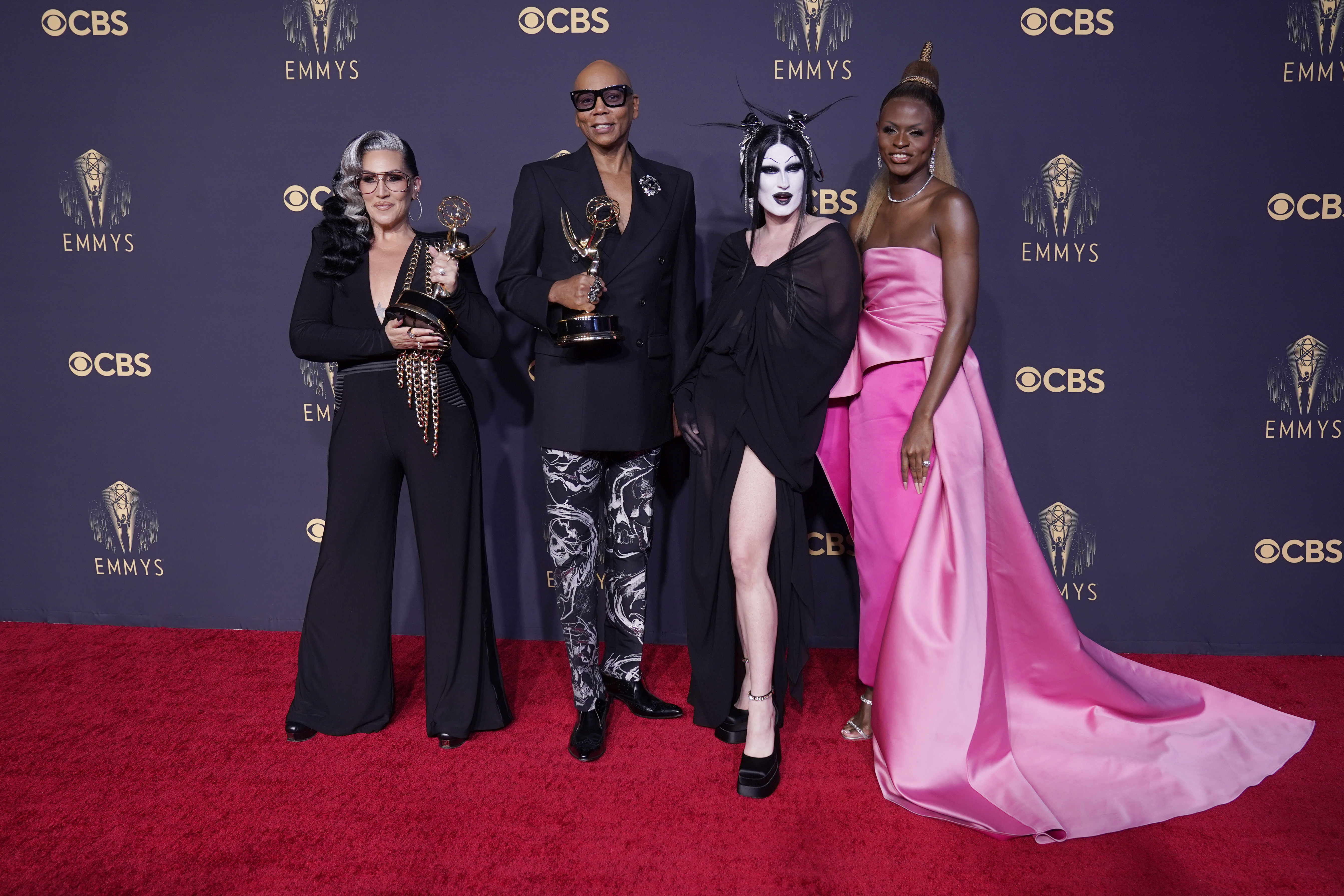 Michelle Visage, from left, RuPaul Charles, Gottmik, and Symone.