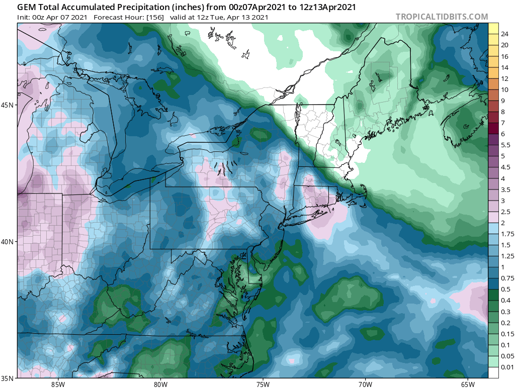 Rainfall will try to get into southern New England Sunday. This forecast shows northern New England staying dry.