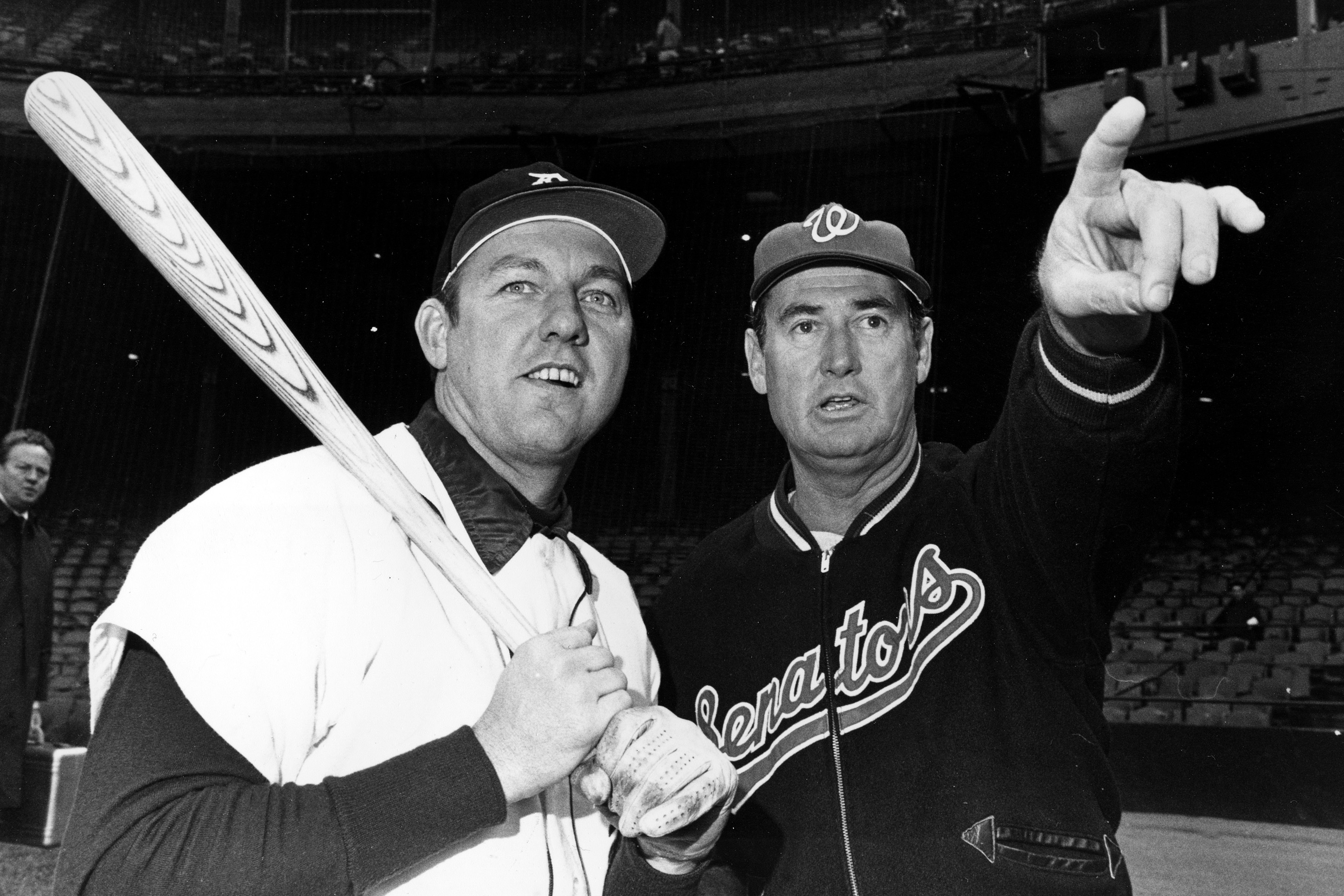 Al Kaline (left), who was known as "Mr. Tiger," is shown in 1969 with fellow Hall of Famer Ted Williams, then the Senators manager.
