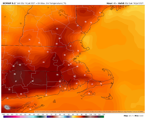 Highs on Saturday will be in the 70s and 80s with noticeable humidity again.