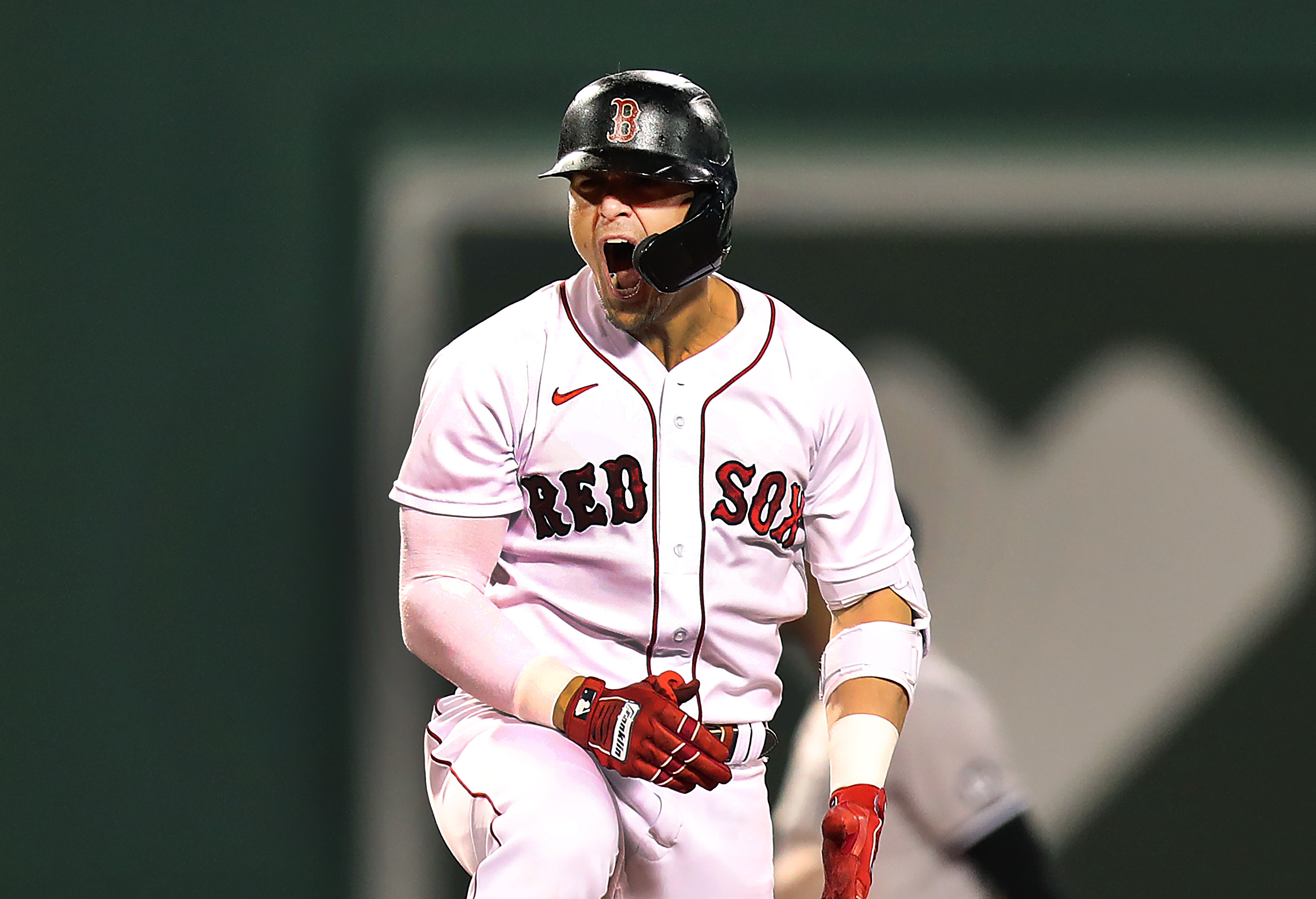 Michael Chavis after a game-winning slide 