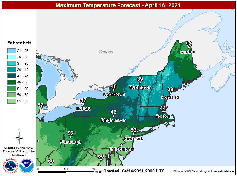 Highs on Friday will be over 10 degrees below average for mid-April.