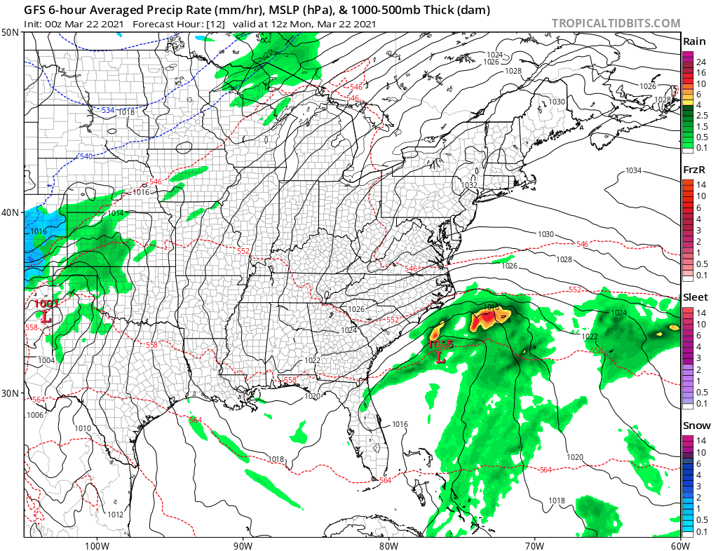 High pressure denoted by an "H" will keep our weather dry much of this week.