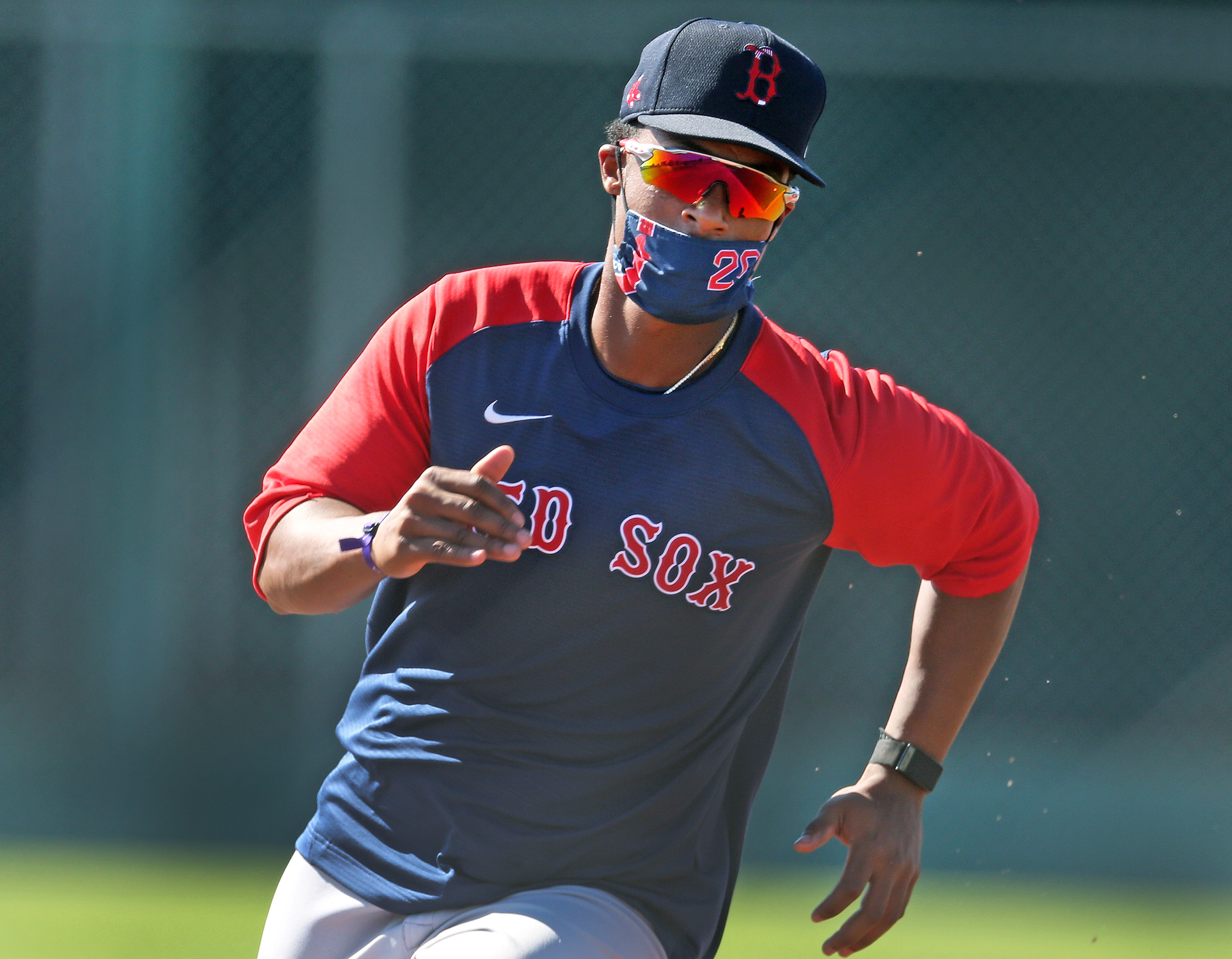 Jeter Downs runs the bases during a drill late last month in spring training.