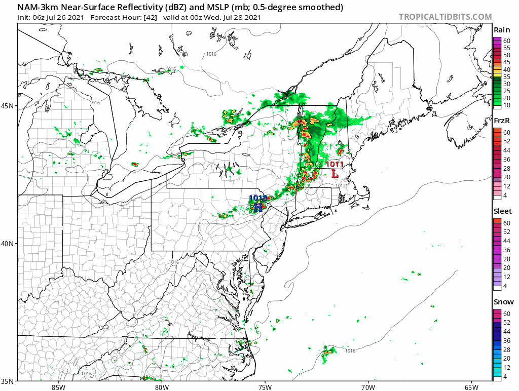 A line of showers Tuesday night will bring an end to two days of very warm weather.