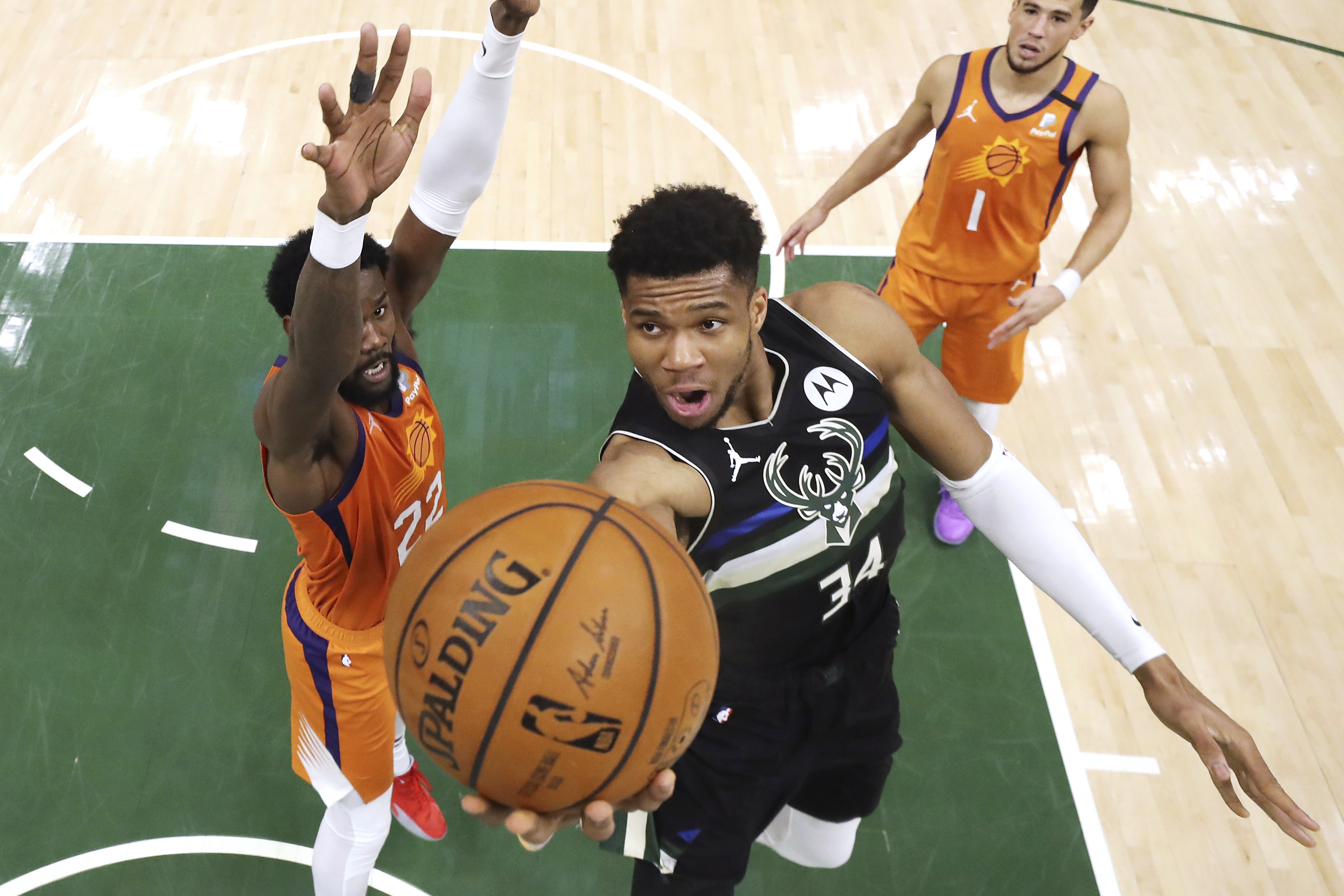 Giannis honors Jim Paschke with t-shirt postgame NBA Finals