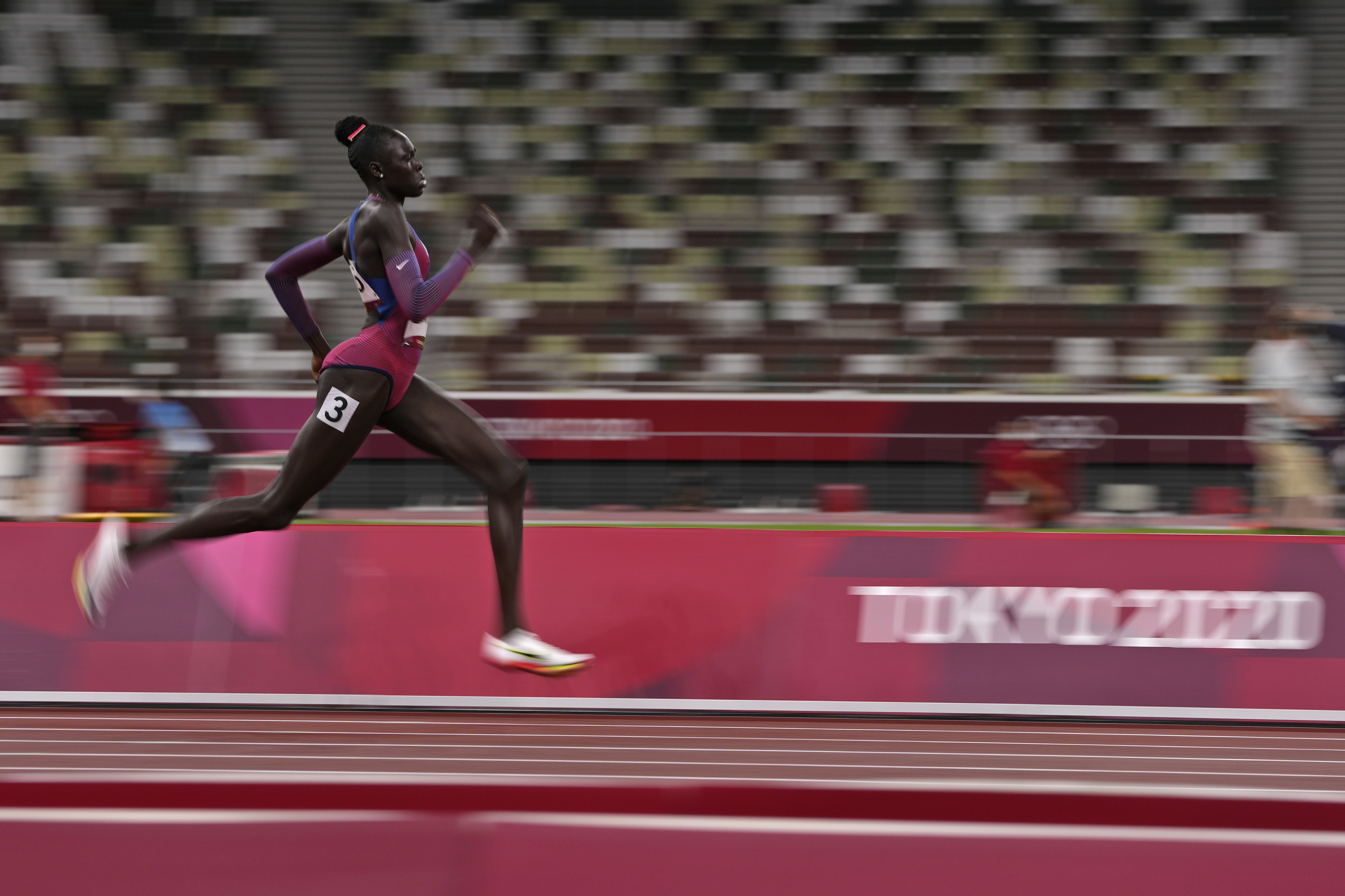 Athing Mu competes in the final of the women's 800 meters.