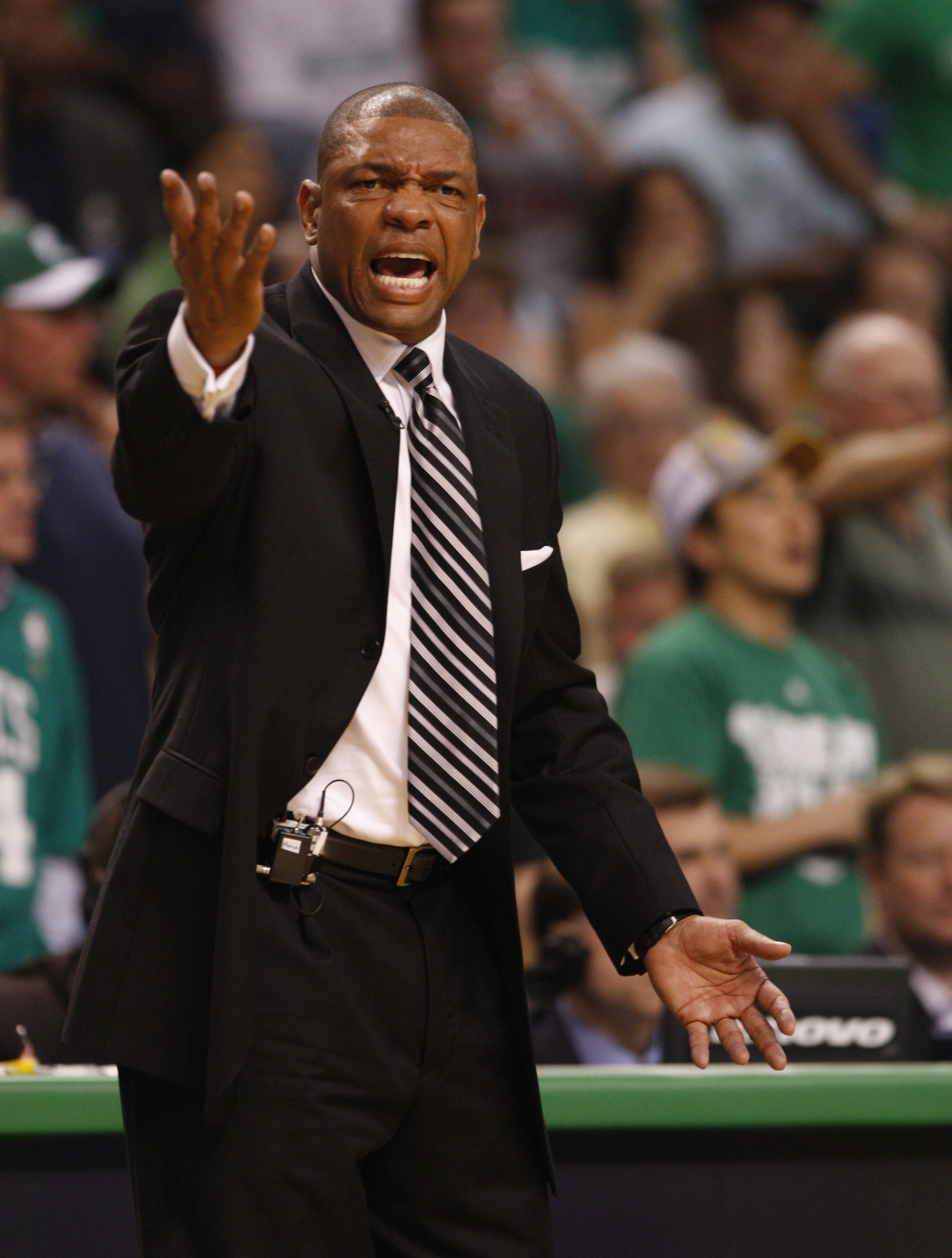Celtics' coach Doc Rivers courtside during Game 6 of the NBA Finals against the Los Angeles Lakers June 17, 2008, at TD Banknorth Garden.