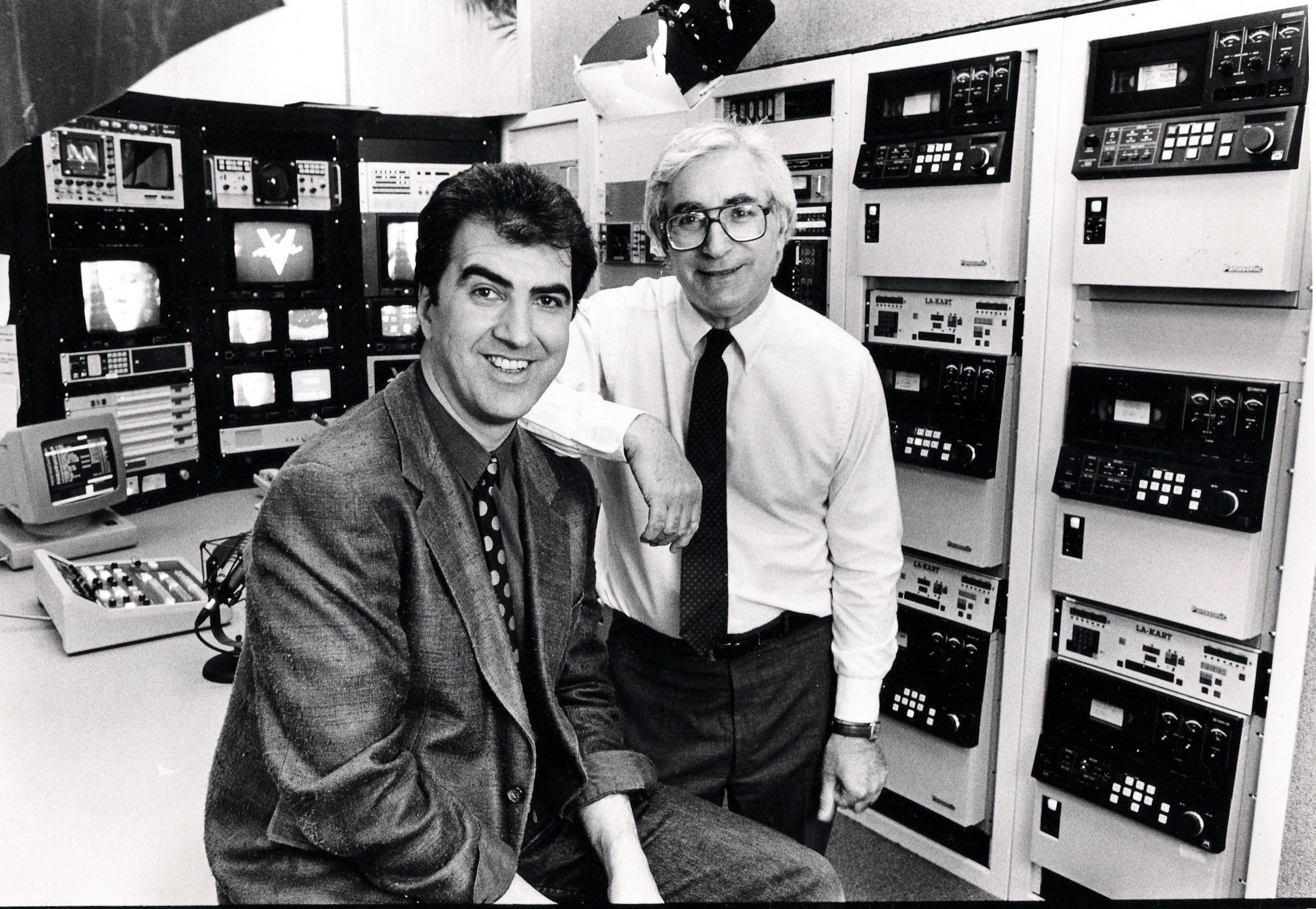 John H. Garabedian and Mr. Ginsburg at the V66 studios in Framingham in 1985.