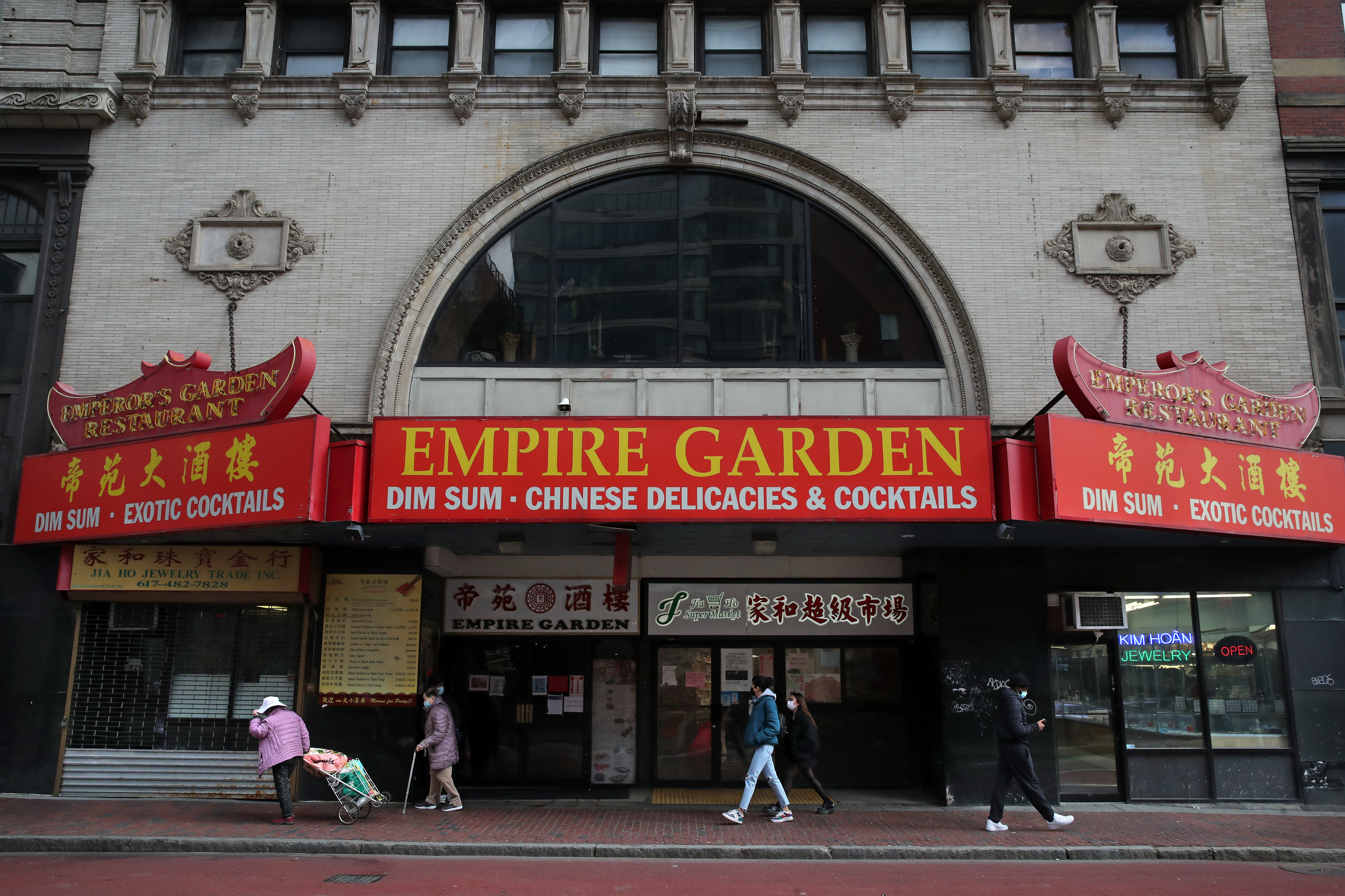 The entrance to Empire Garden restaurant and Jia Ho Supermarket in Chinatown.