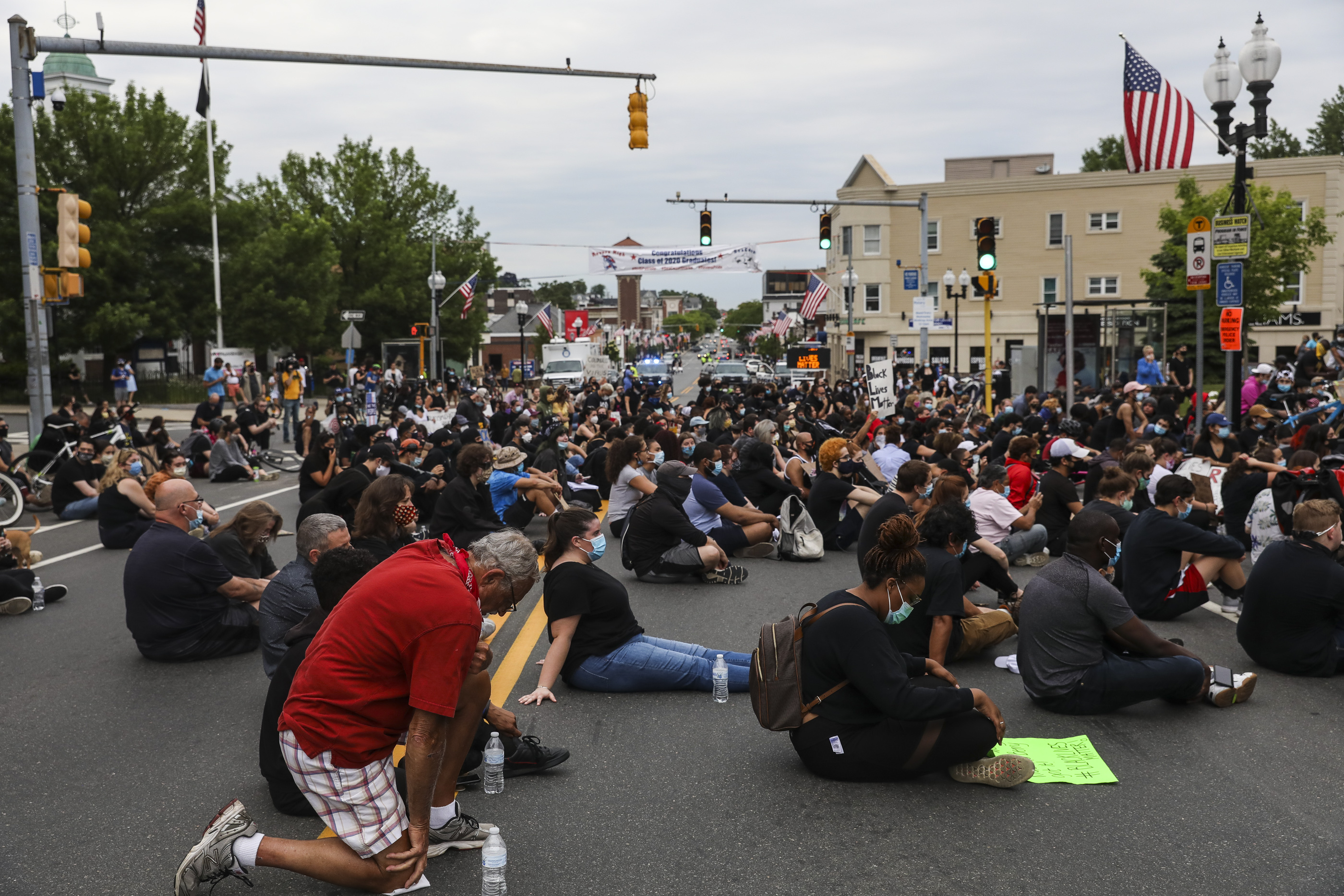 Hundreds gathered in front of Revere City Hall.