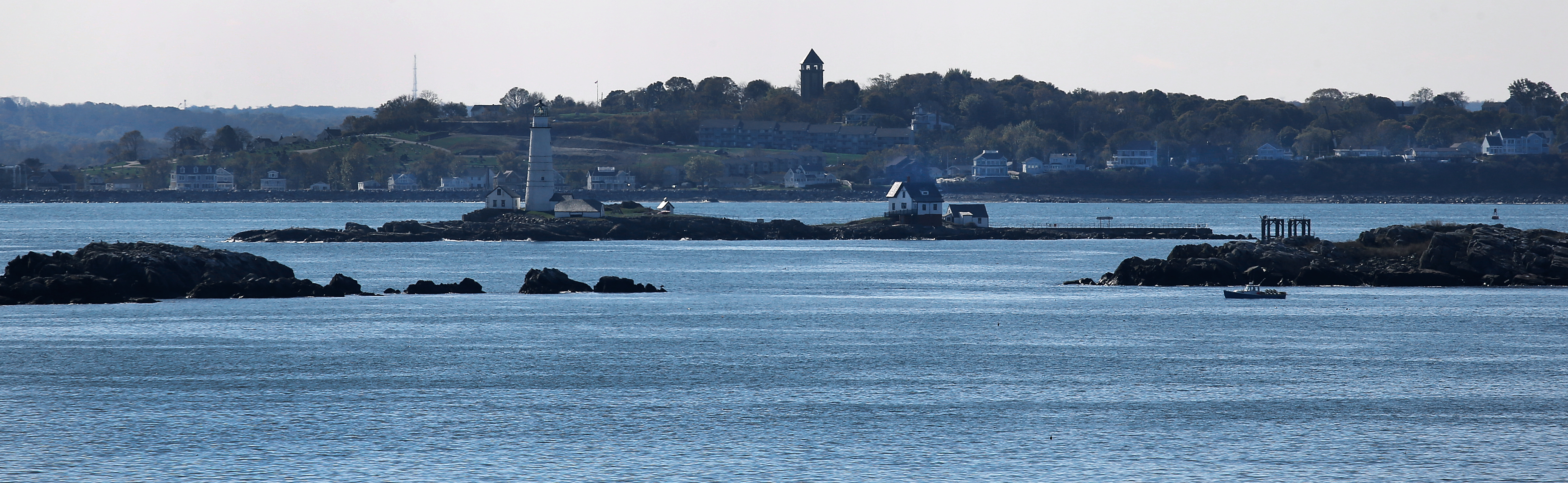 A view of the town of Hull and Boston Light from Graves Light.