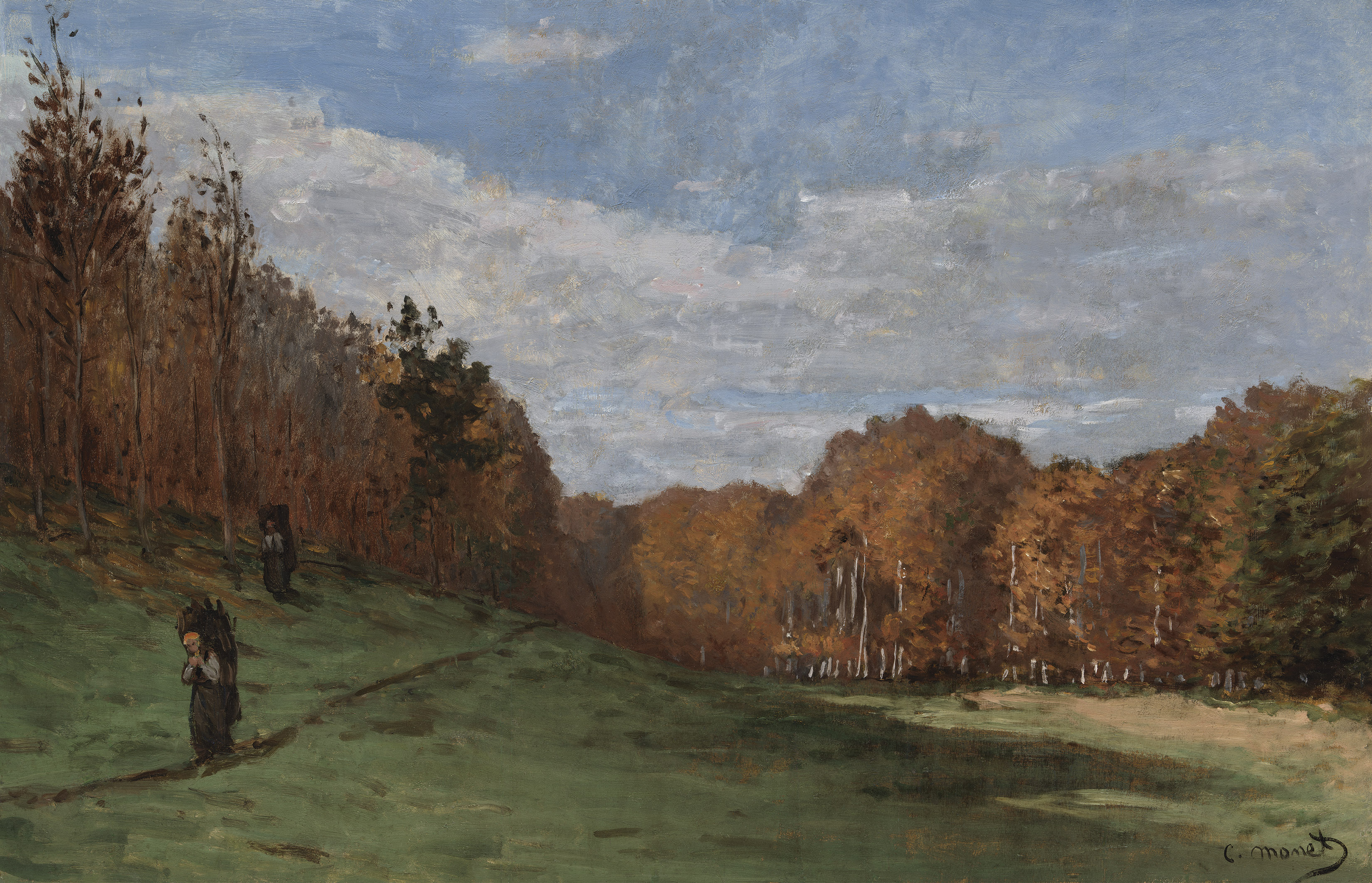 Claude Monet's "Woodgatherers at the Edge of the Forest," from 1863.
