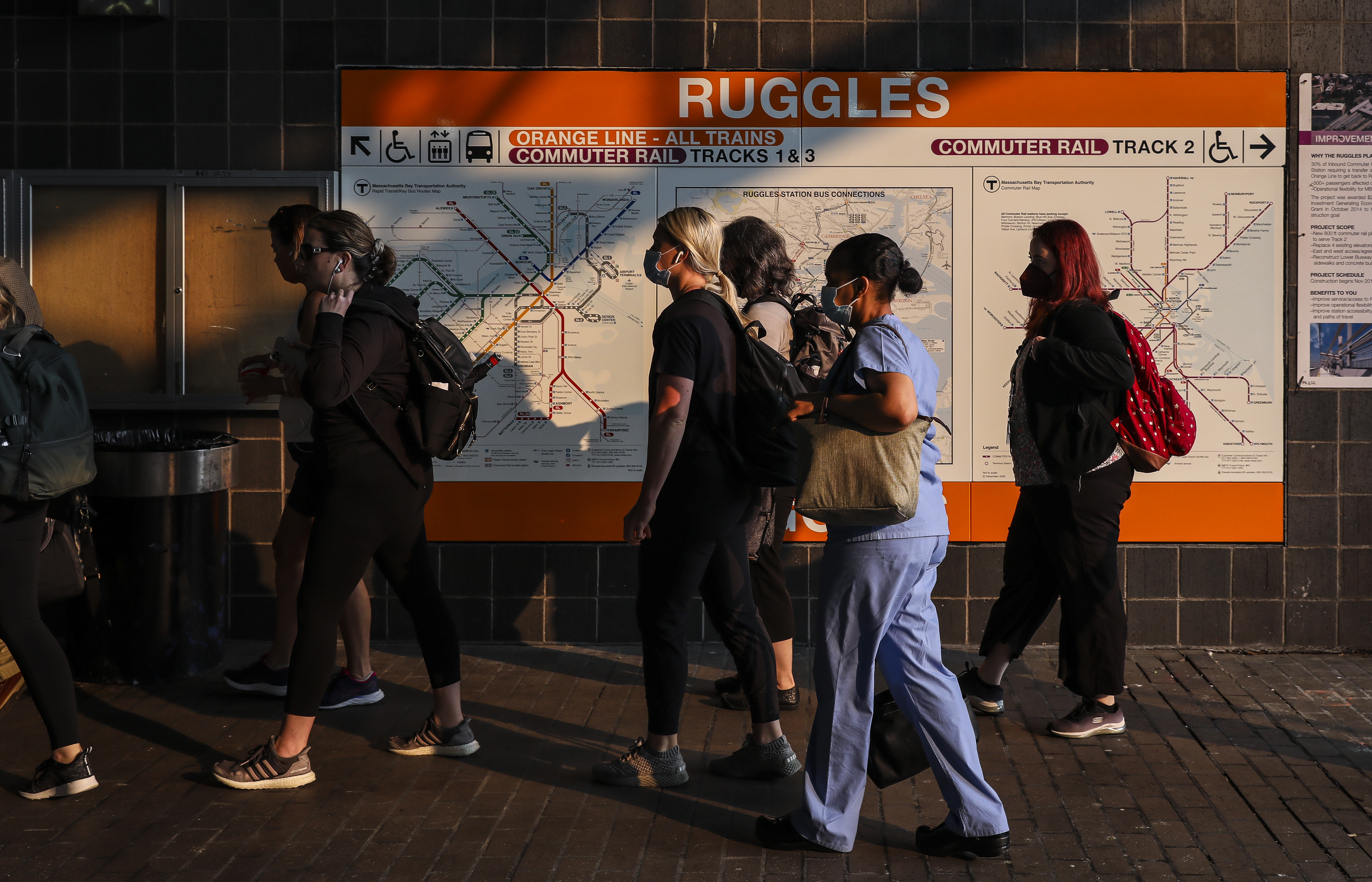 Commuters arrived to Ruggles Station in Roxbury.