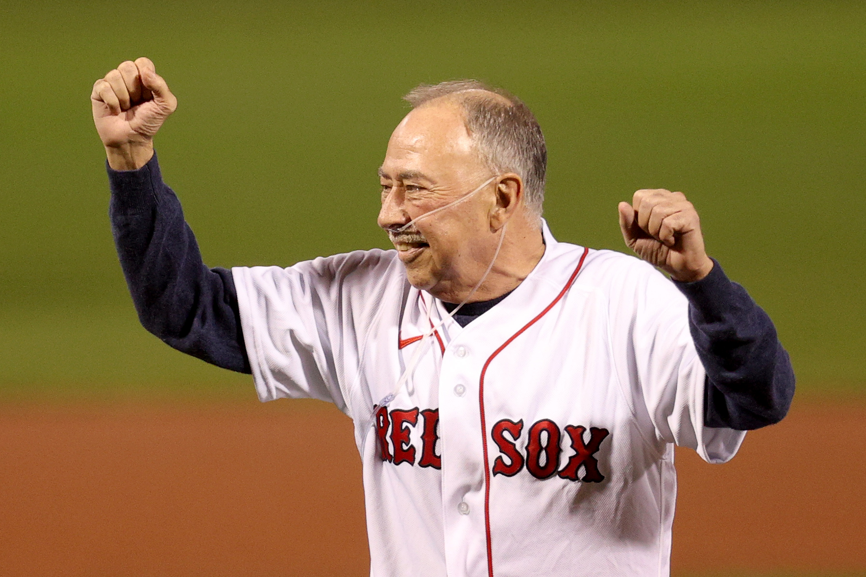 Jerry Remy threw the first pitch ahead of the Red Sox's Wild Card Game win over the Yankees in early October.  It was his last time at Fenway.