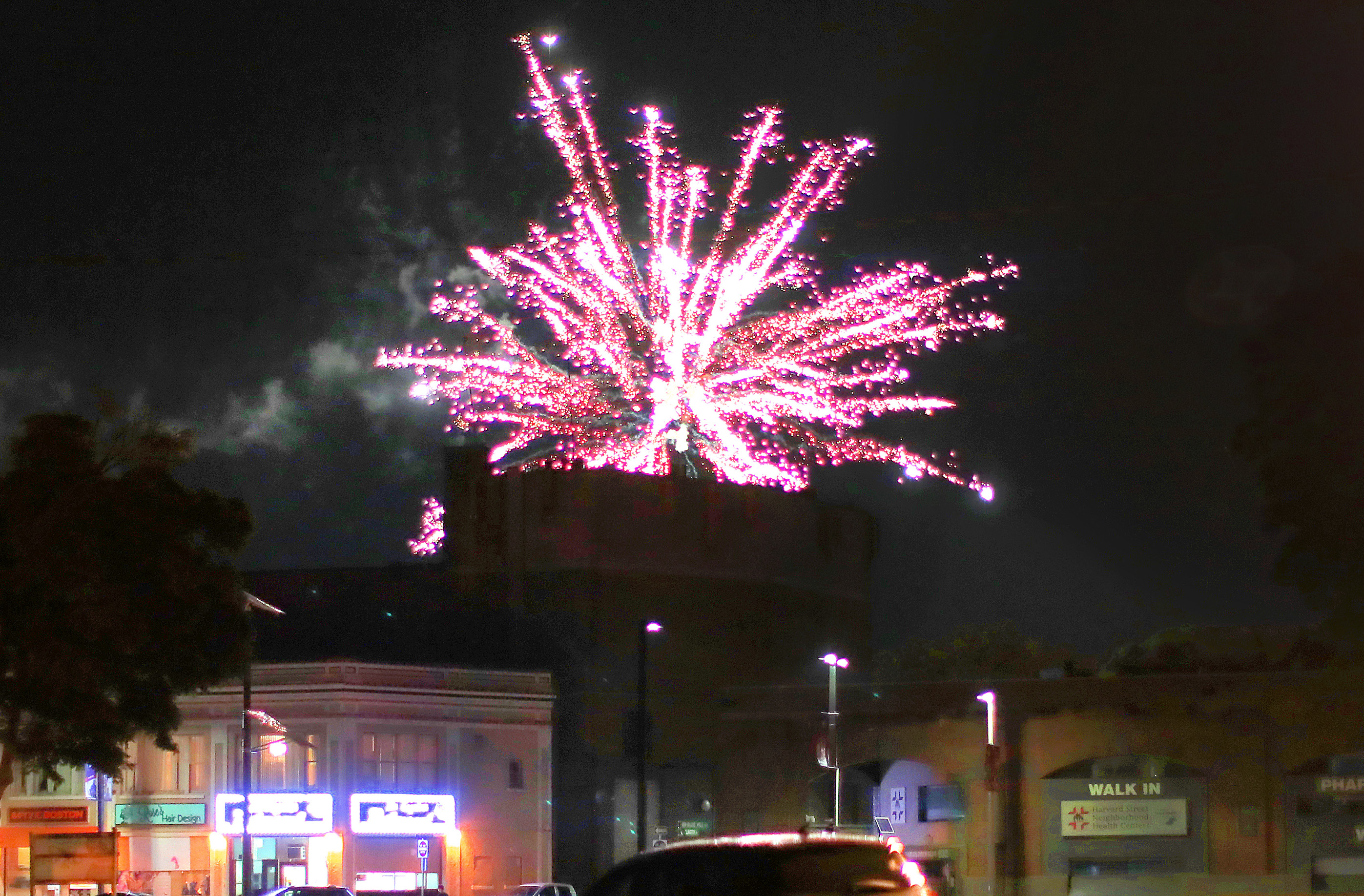 Fireworks exploded near the Franklin Park Zoo in Boston.