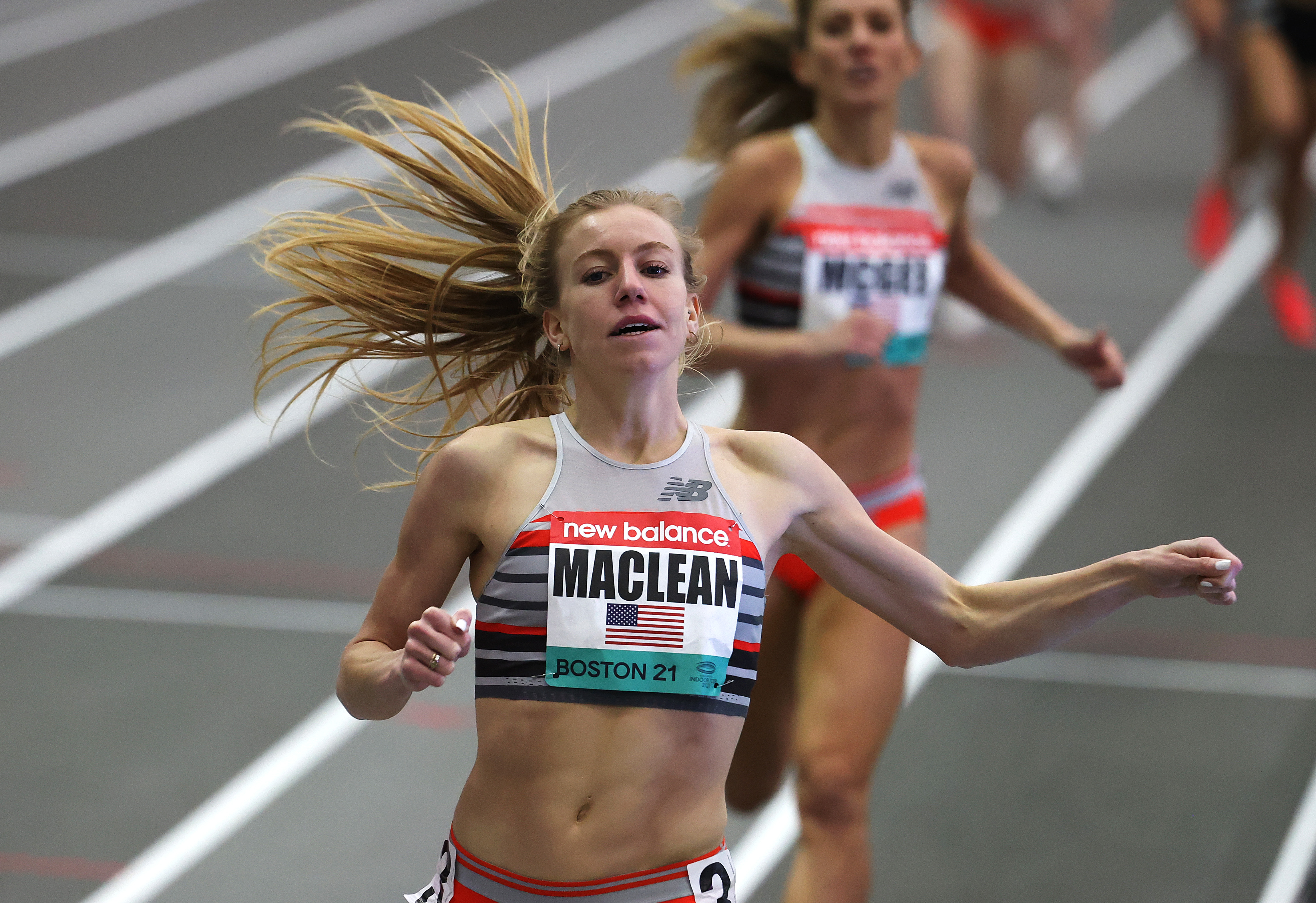 Heather Maclean wins the women's 1500m during the New Balance Indoor Grand Prix this past February.